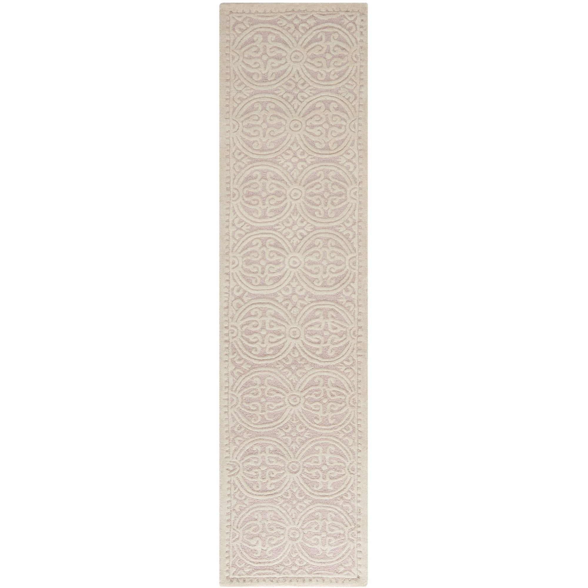 SAFAVIEH Cambridge Leslie Geometric Wool Runner Rug, Light Pink/Ivory, 2'6" x 8'