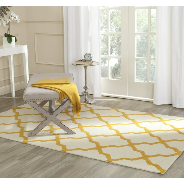 SAFAVIEH Cambridge Liam Geometric Wool Area Rug, Ivory/Gold, 11' x 15'