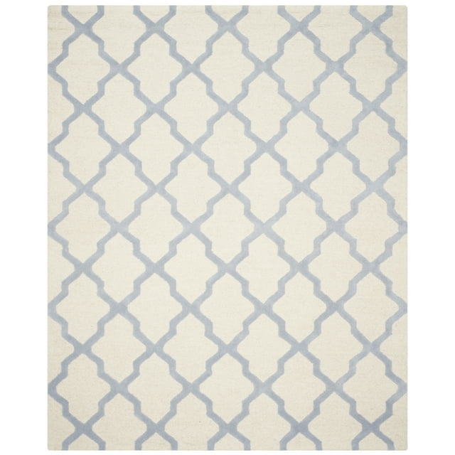 SAFAVIEH Cambridge Liam Geometric Wool Area Rug, Ivory/Light Blue, 6' x 9'