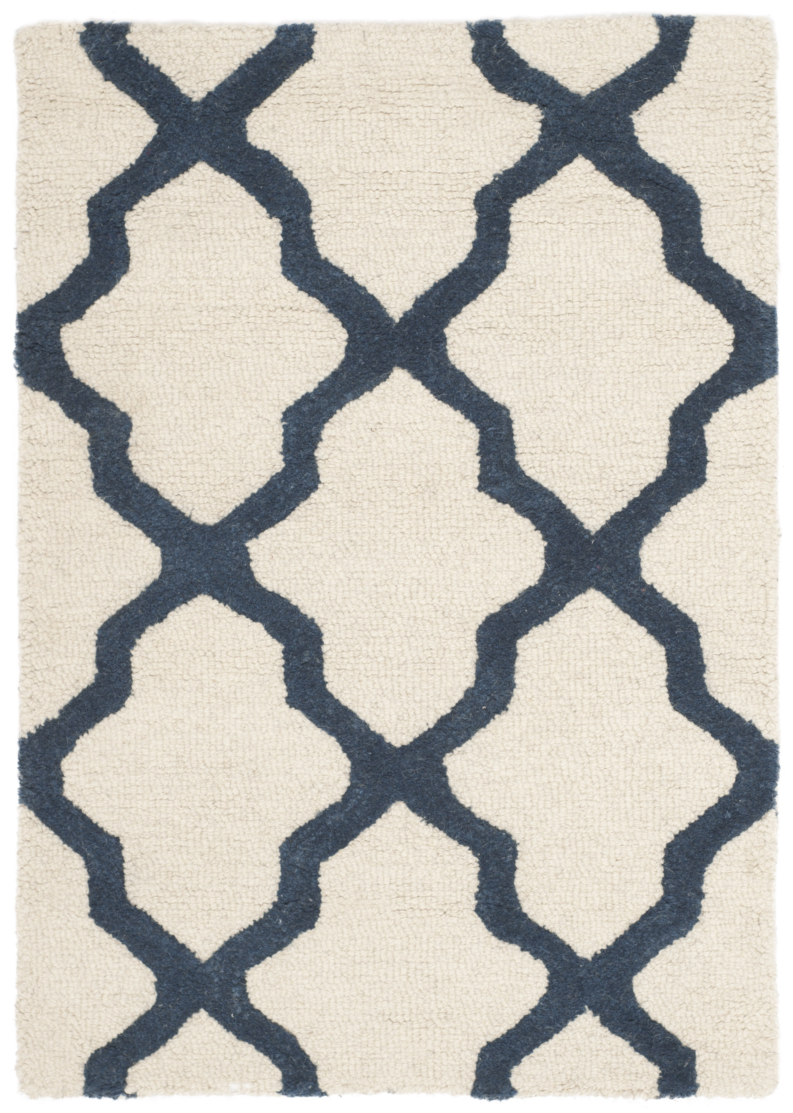 SAFAVIEH Cambridge Liam Geometric Wool Area Rug, Ivory/Navy, 3' x 5'