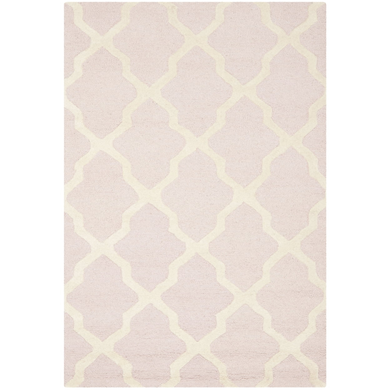 SAFAVIEH Cambridge Liam Geometric Wool Area Rug, Light Pink/Ivory, 3' x 5'