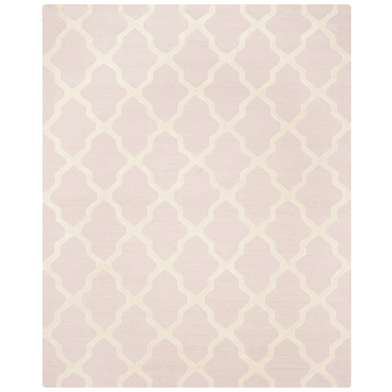 SAFAVIEH Cambridge Liam Geometric Wool Area Rug, Light Pink/Ivory, 6' x 6' Square