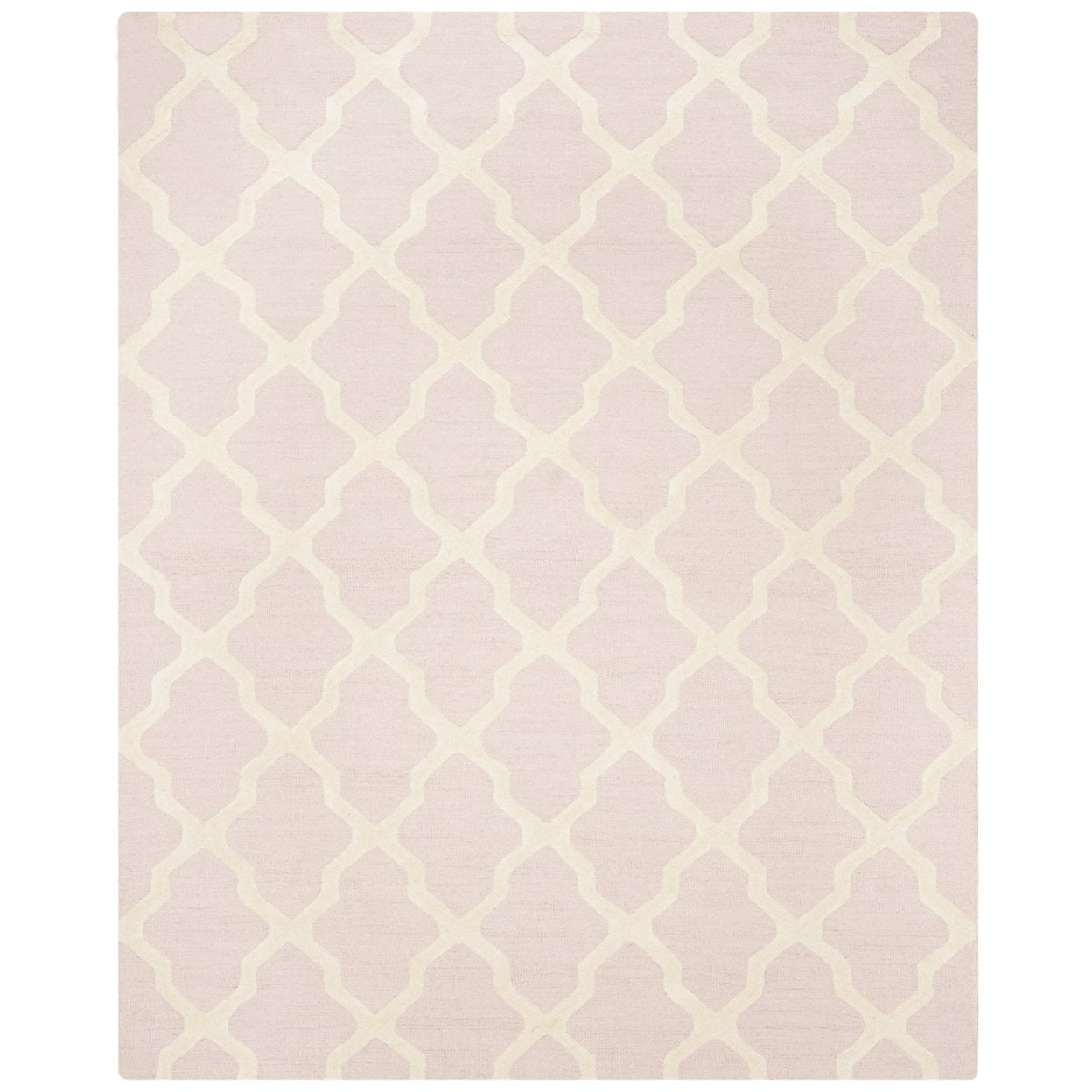 SAFAVIEH Cambridge Liam Geometric Wool Area Rug, Light Pink/Ivory, 6' x 6' Square