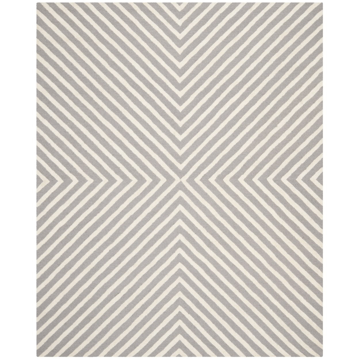 SAFAVIEH Cambridge Lilly Geometric Wool Area Rug, Silver/Ivory, 8' x 8' Square