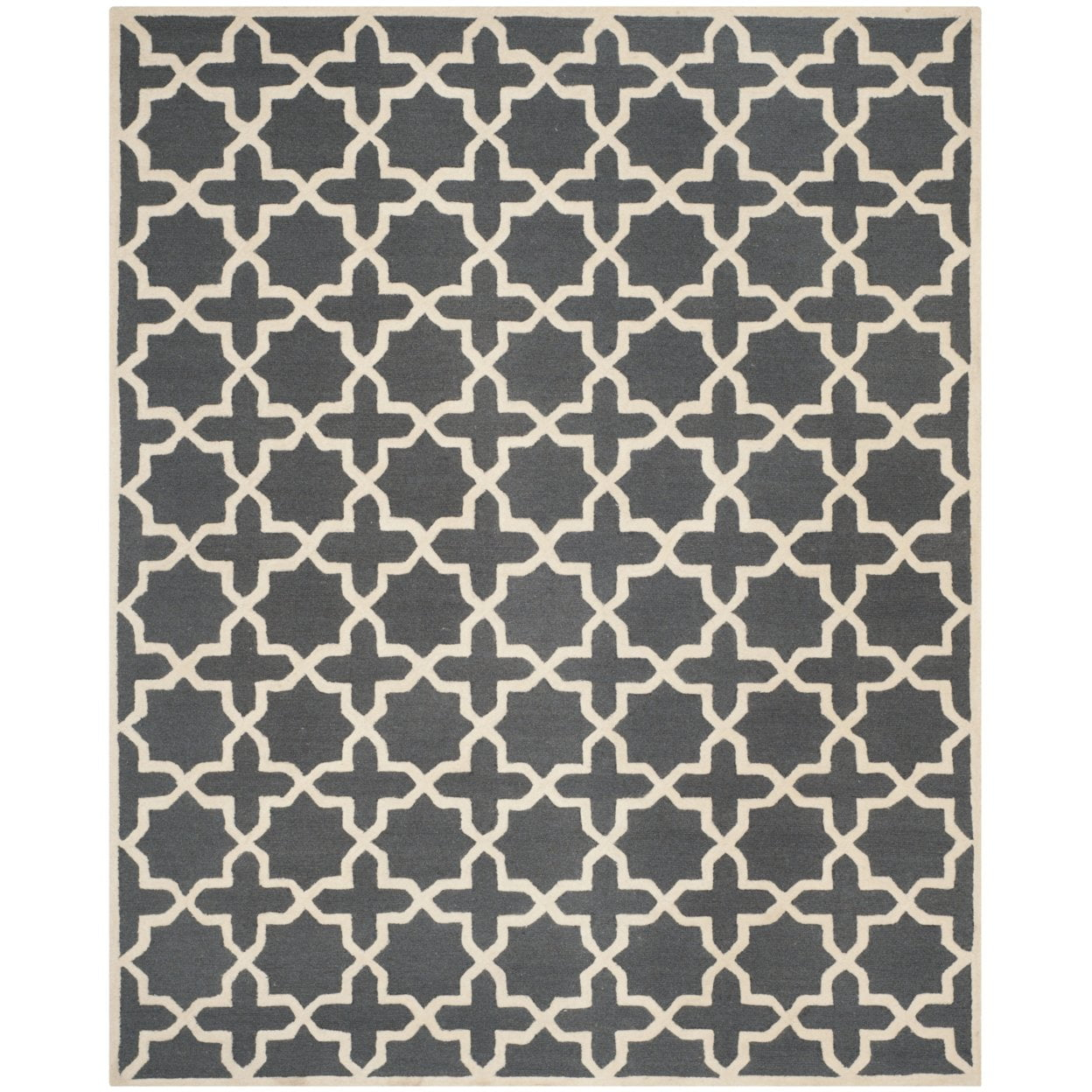 SAFAVIEH Cambridge Liz Geometric Wool Area Rug, Dark Grey/Ivory, 9' x 12'