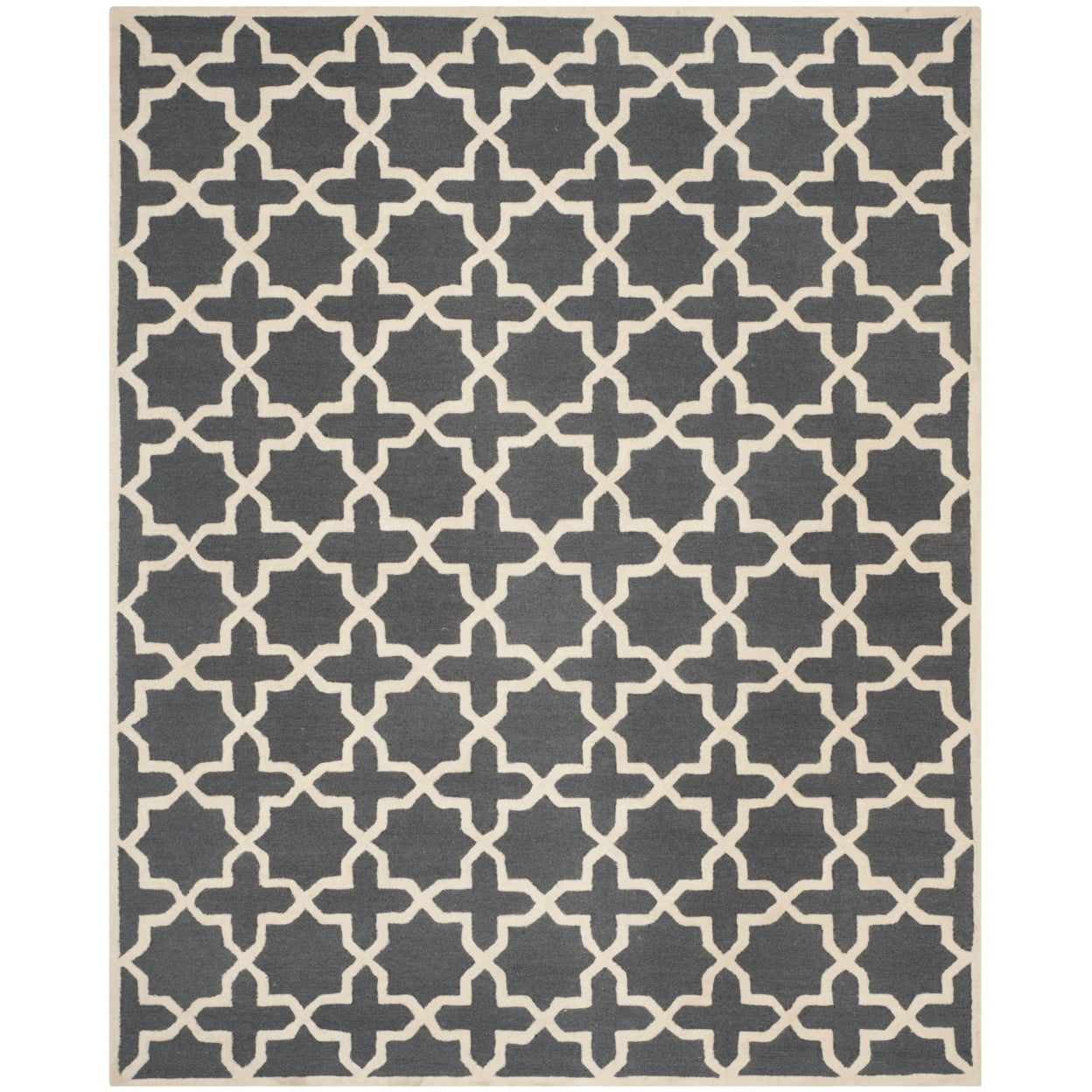 SAFAVIEH Cambridge Liz Geometric Wool Area Rug, Dark Grey/Ivory, 9' x 12'