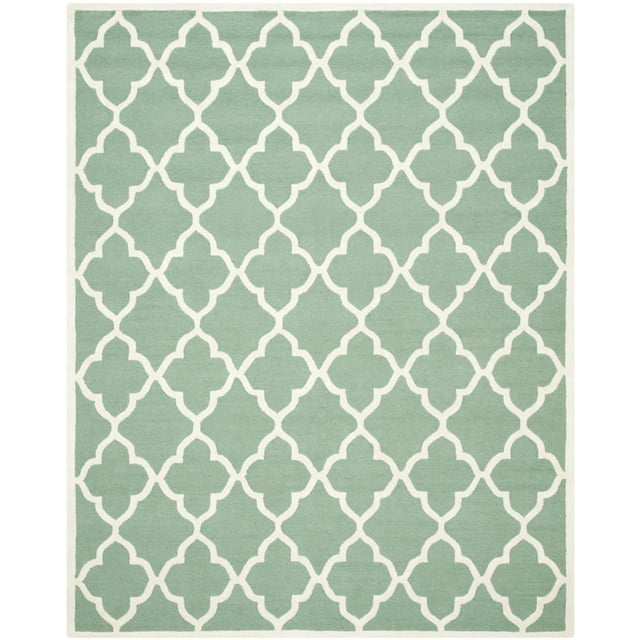 SAFAVIEH Cambridge Merletta Geometric Wool Area Rug, Teal/Ivory, 6' x 6' Square