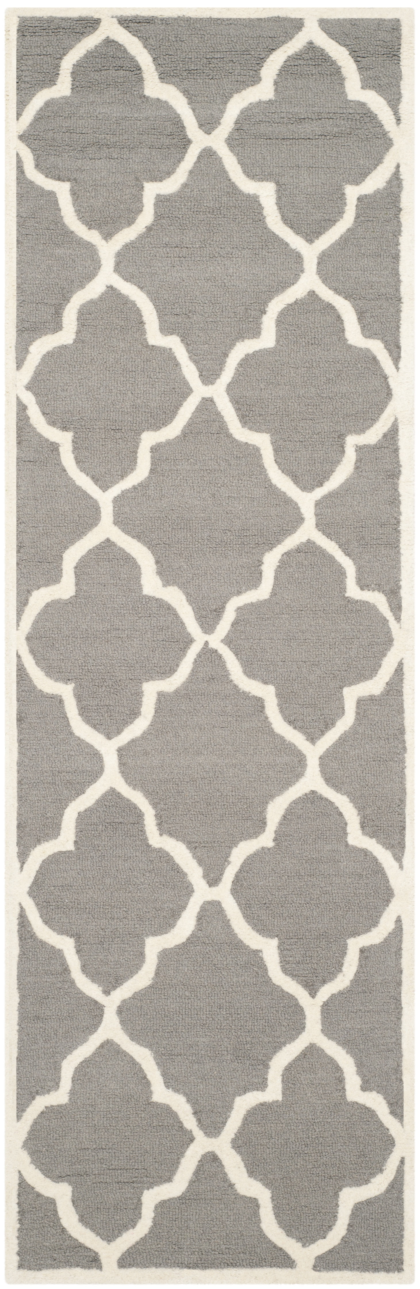 SAFAVIEH Cambridge Merletta Geometric Wool Runner Rug, Dark Grey/Ivory, 2'6" x 8'