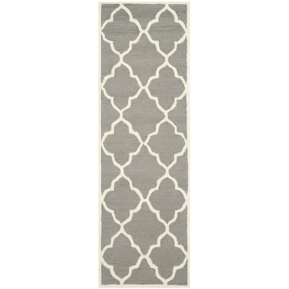 SAFAVIEH Cambridge Merletta Geometric Wool Runner Rug, Dark Grey/Ivory, 2'6" x 8'