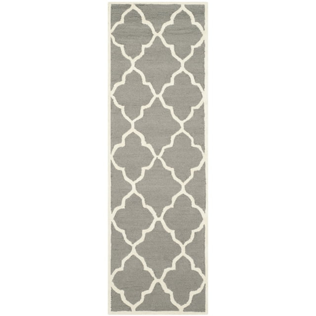 SAFAVIEH Cambridge Merletta Geometric Wool Runner Rug, Dark Grey/Ivory, 2'6" x 8'