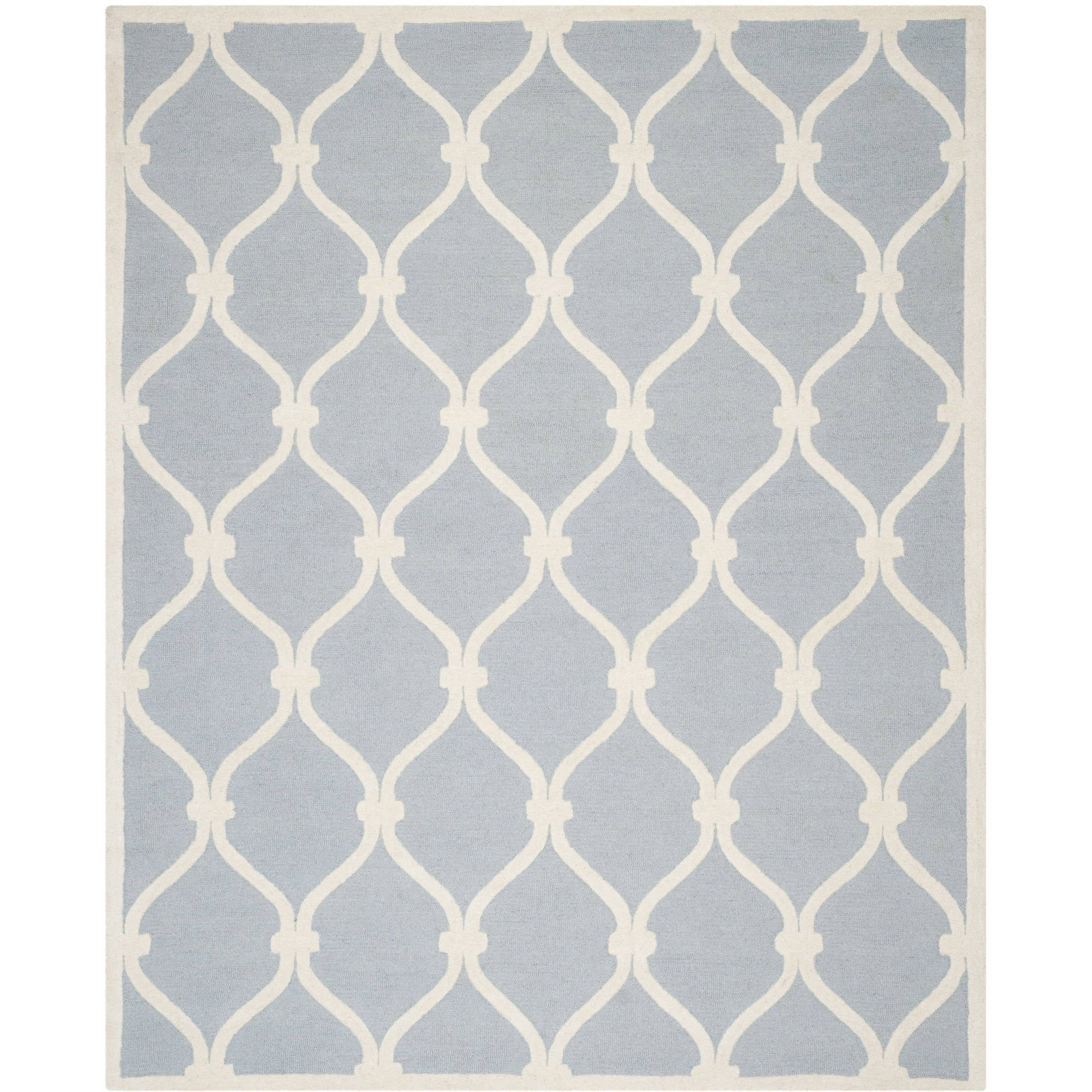 SAFAVIEH Cambridge Raleigh Geometric Wool Area Rug, Blue/Ivory, 10' x 14'