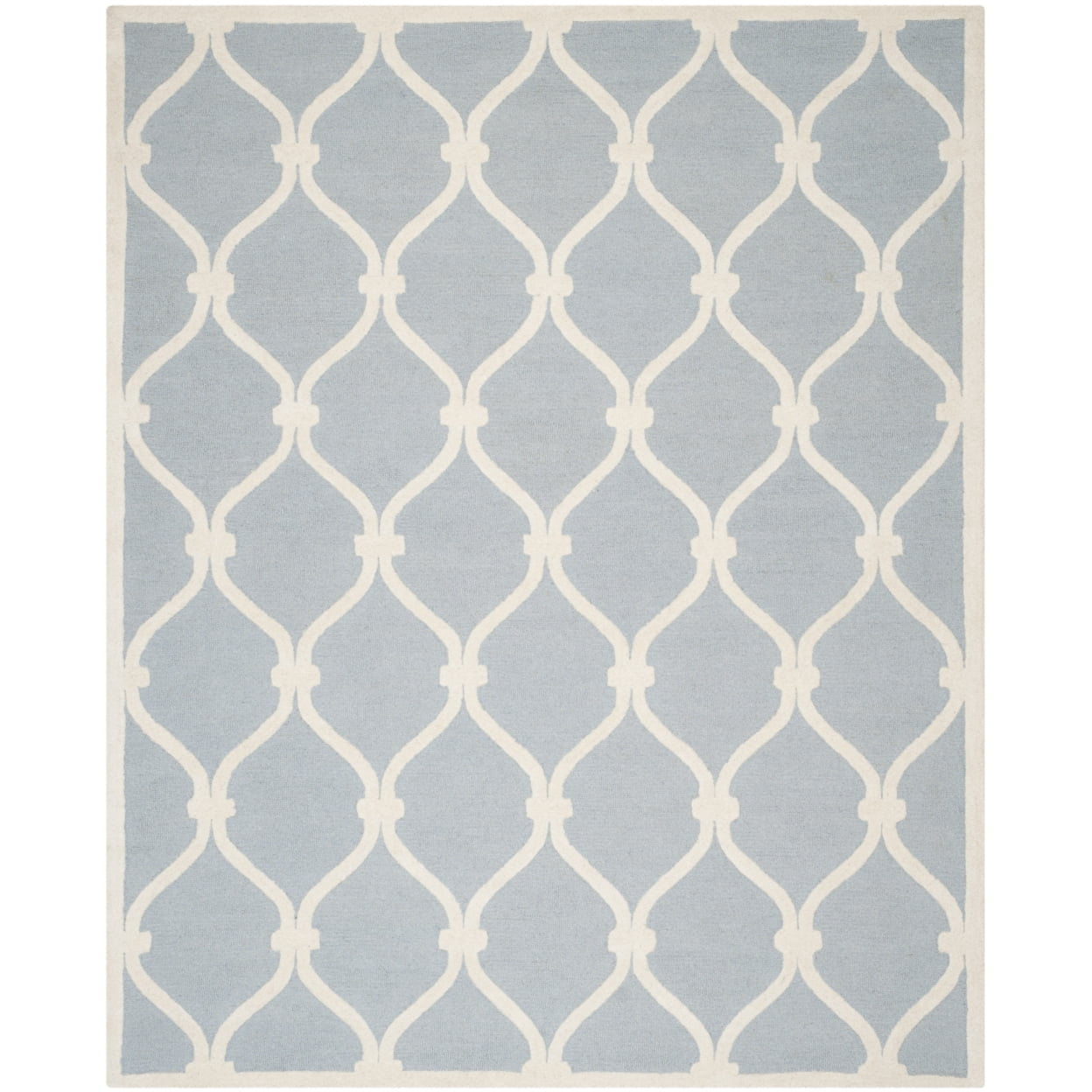 SAFAVIEH Cambridge Raleigh Geometric Wool Area Rug, Blue/Ivory, 9' x 12'