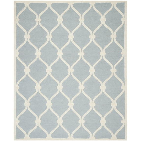 SAFAVIEH Cambridge Raleigh Geometric Wool Area Rug, Blue/Ivory, 9' x 12'