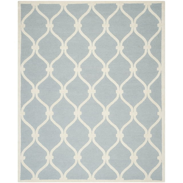 SAFAVIEH Cambridge Raleigh Geometric Wool Area Rug, Blue/Ivory, 9' x 12'