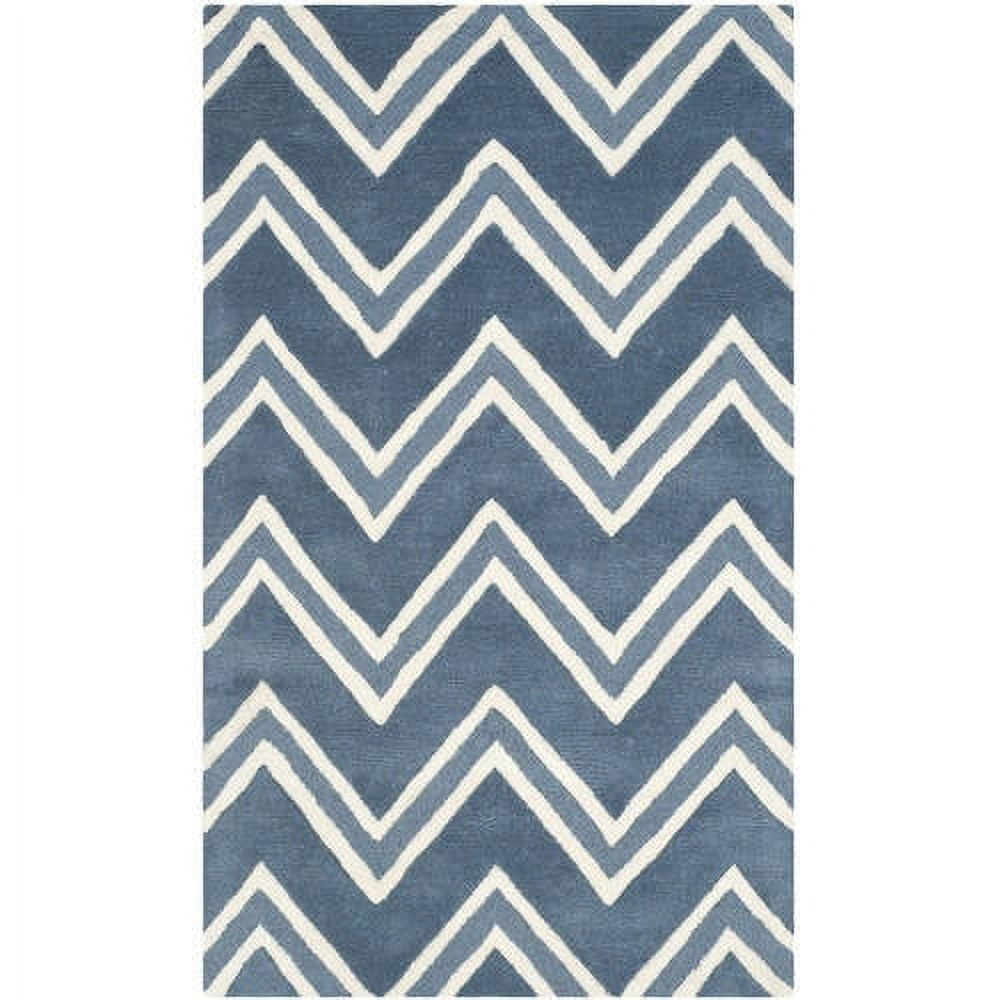 SAFAVIEH Cambridge Ravenna Geometric Wool Area Rug, Navy/Ivory, 3' x 5'