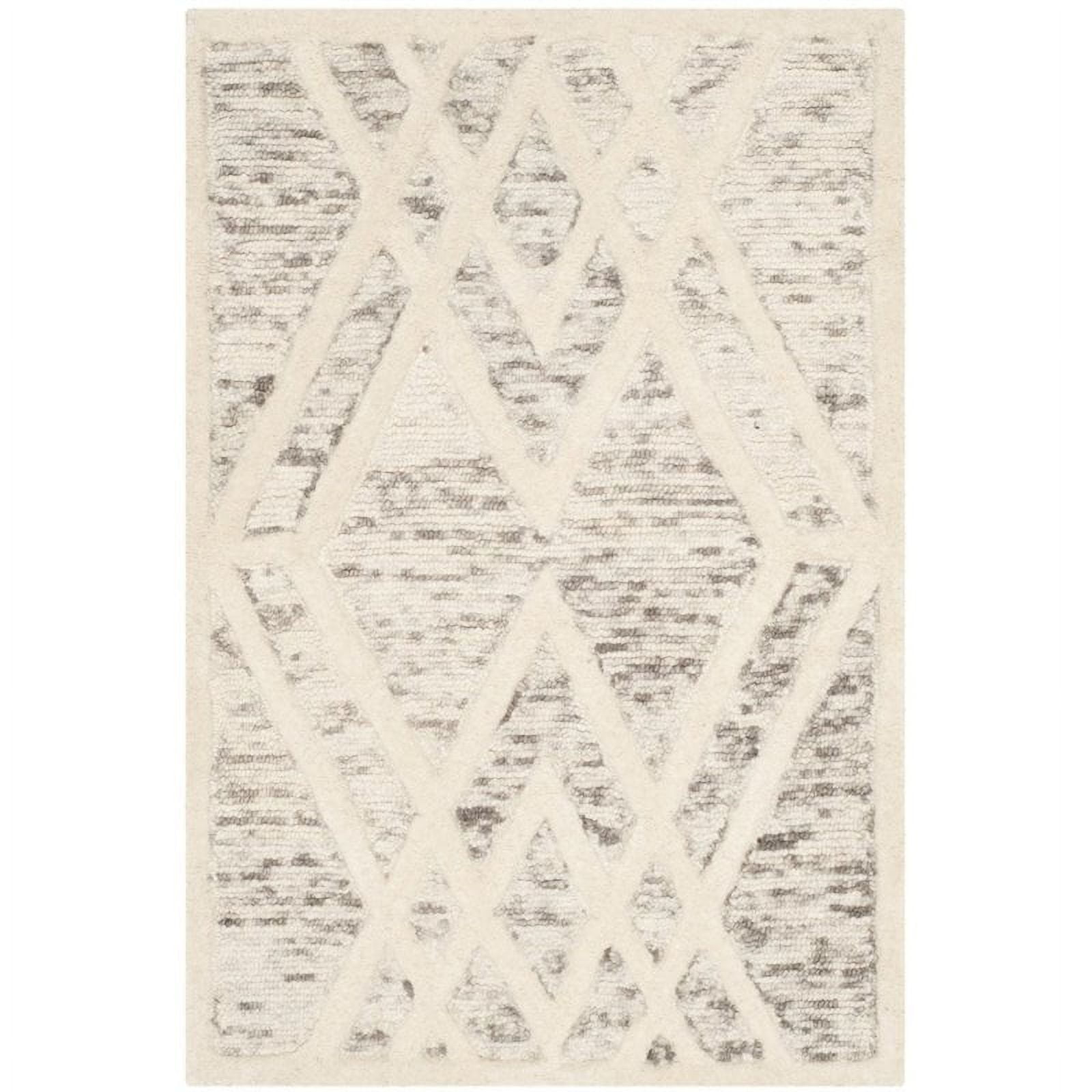 SAFAVIEH Cambridge Rordan Faded Geometric Wool Area Rug, Light Brown/Ivory, 8' x 10'