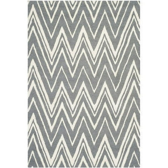SAFAVIEH Cambridge Sam Geometric Wool Area Rug, Dark Grey/Ivory, 10' x 14'