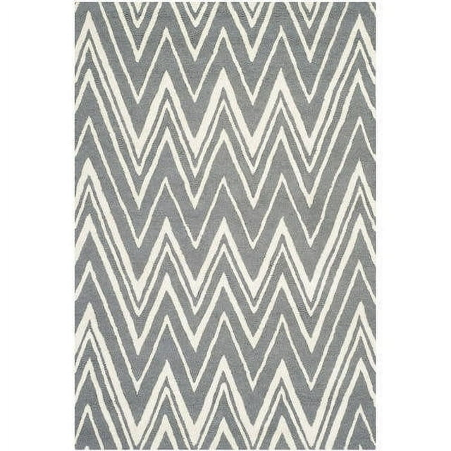 SAFAVIEH Cambridge Sam Geometric Wool Area Rug, Dark Grey/Ivory, 10' x 14'