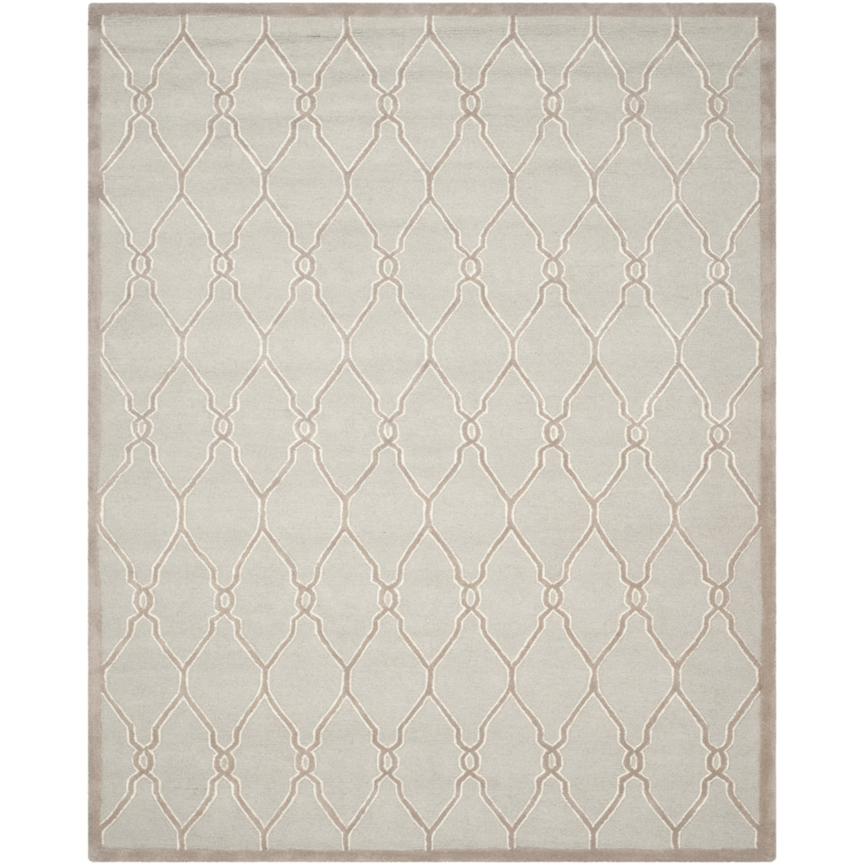 SAFAVIEH Cambridge Selwyn Geometric Wool Area Rug, Light Grey/Ivory, 10' x 14'