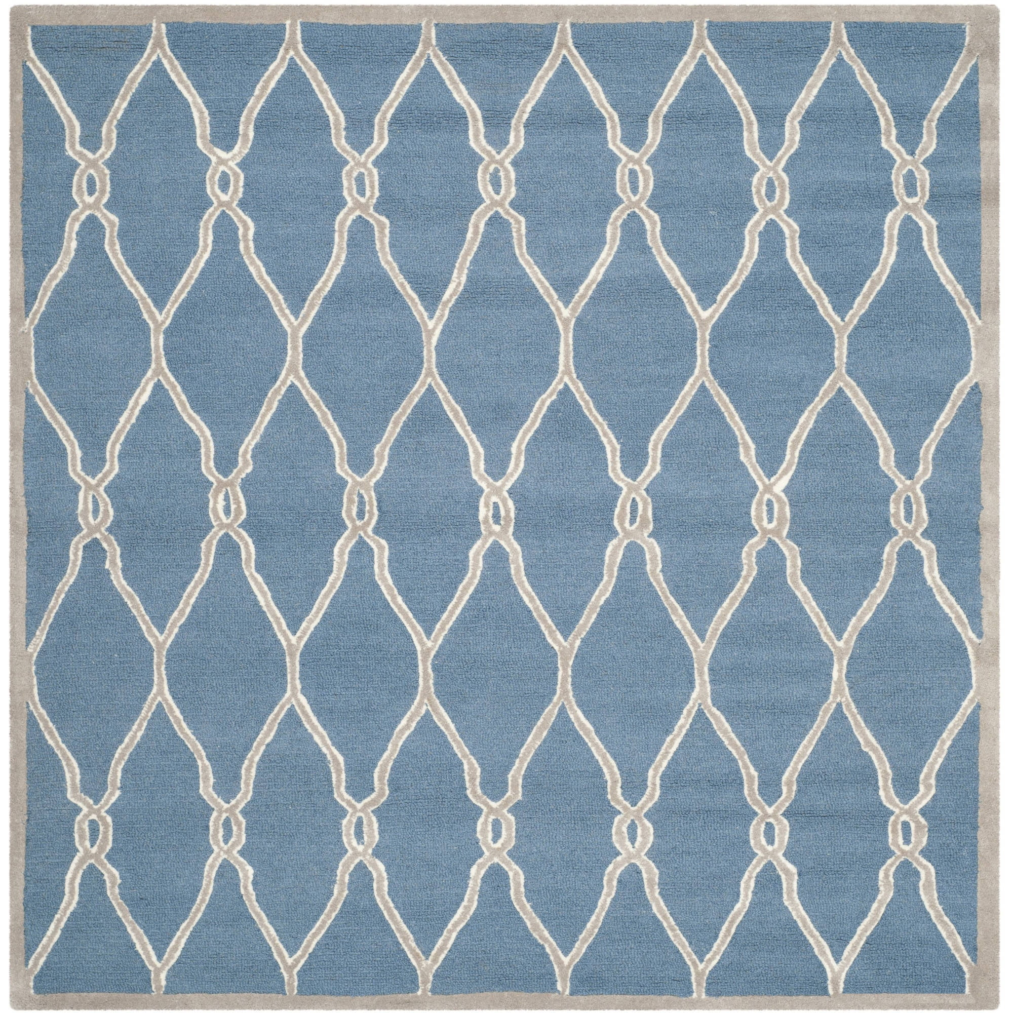 SAFAVIEH Cambridge Selwyn Geometric Wool Area Rug, Navy/Ivory, 6' x 6' Square
