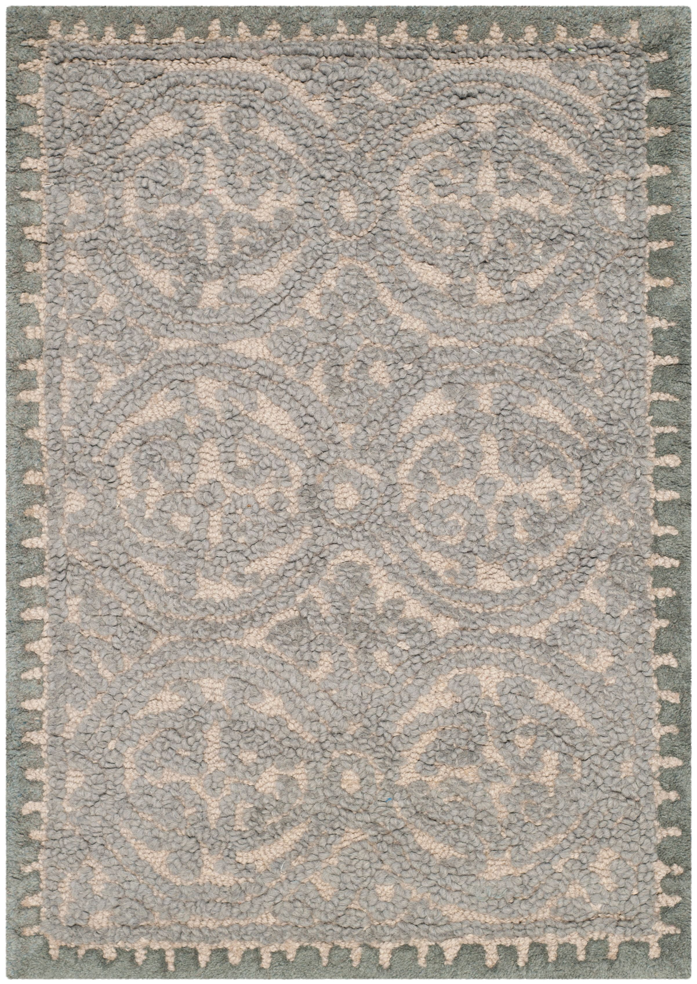 SAFAVIEH Cambridge Wade Geometric Wool Area Rug, Dusty Blue/Cement, 2' x 3'