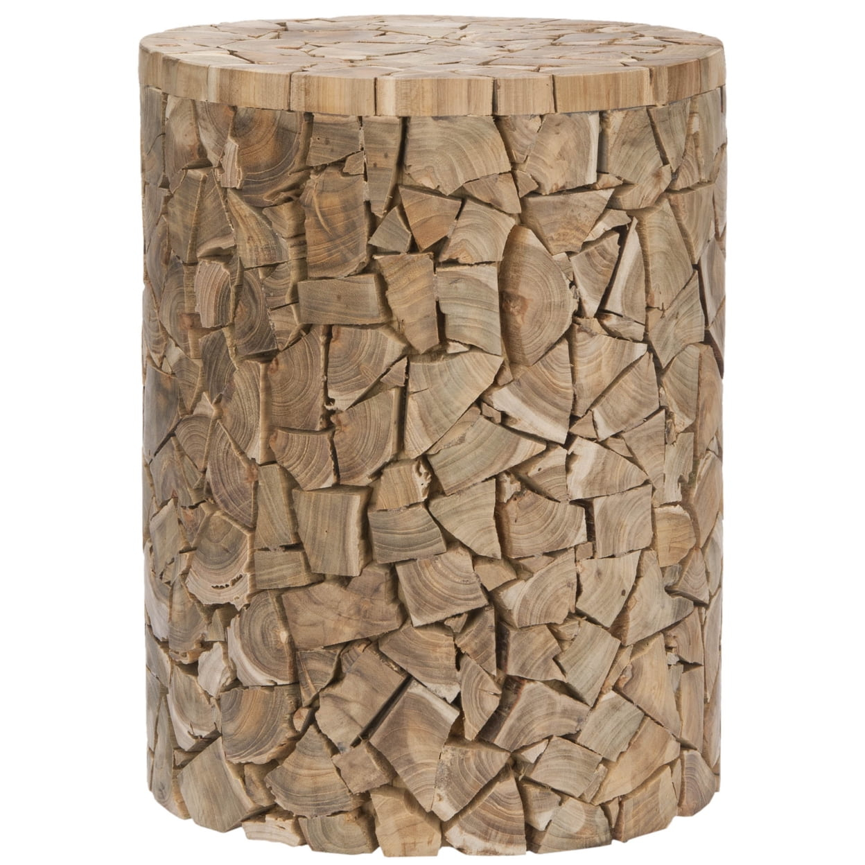 Canyon Round Stool Accent Table - Medium Oak - Safavieh.