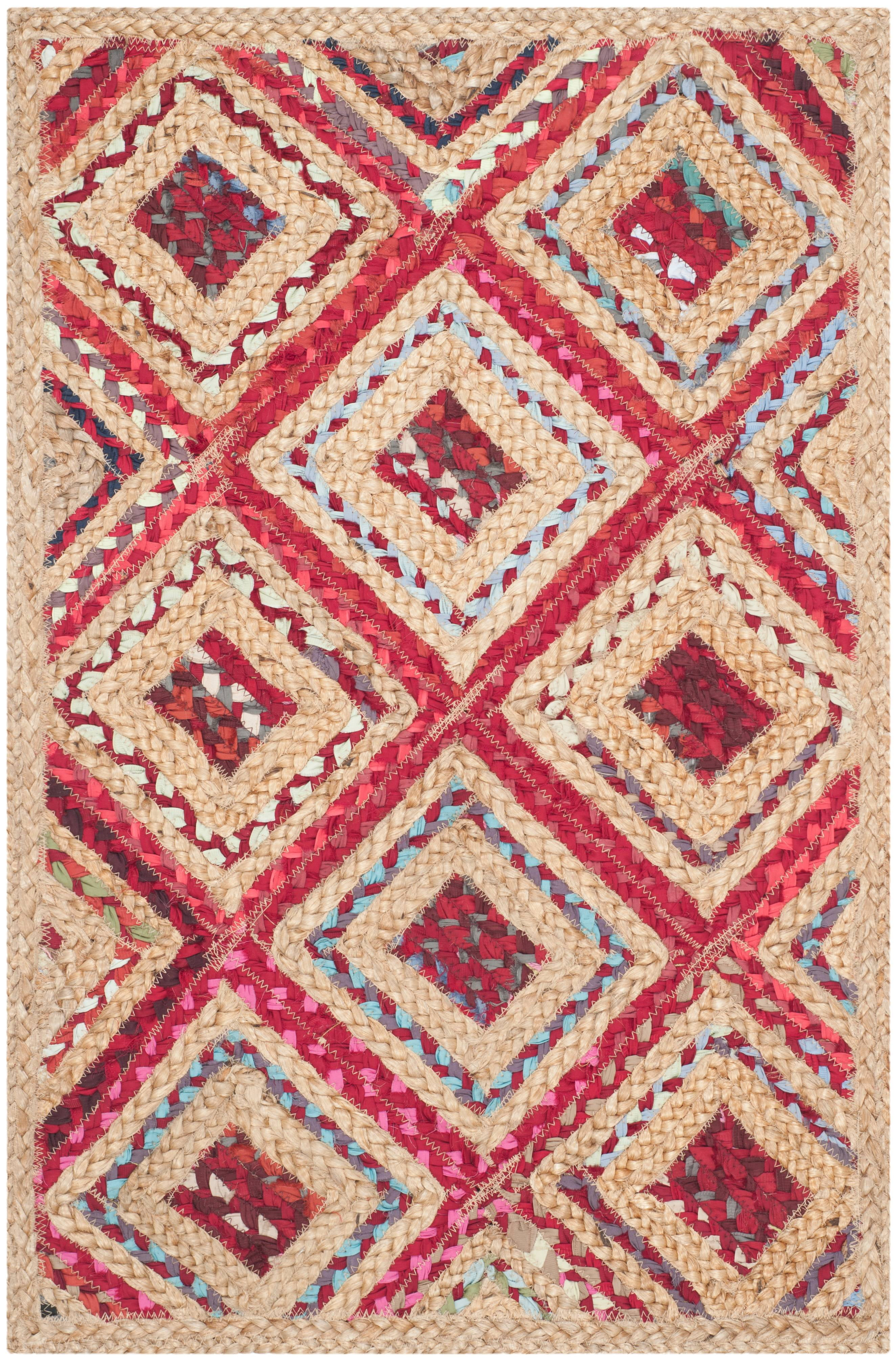 Cape Cod CAP354 Woven Indoor Area Rug - Natural/Red - 2'3"x4' - Safavieh