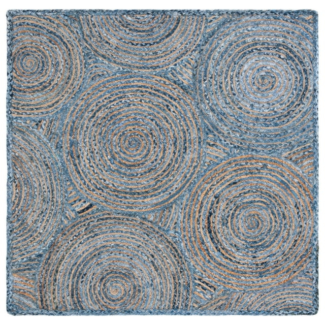 SAFAVIEH Cape Cod Bora Geometric Area Rug, Blue/Natural, 4' x 4' Square