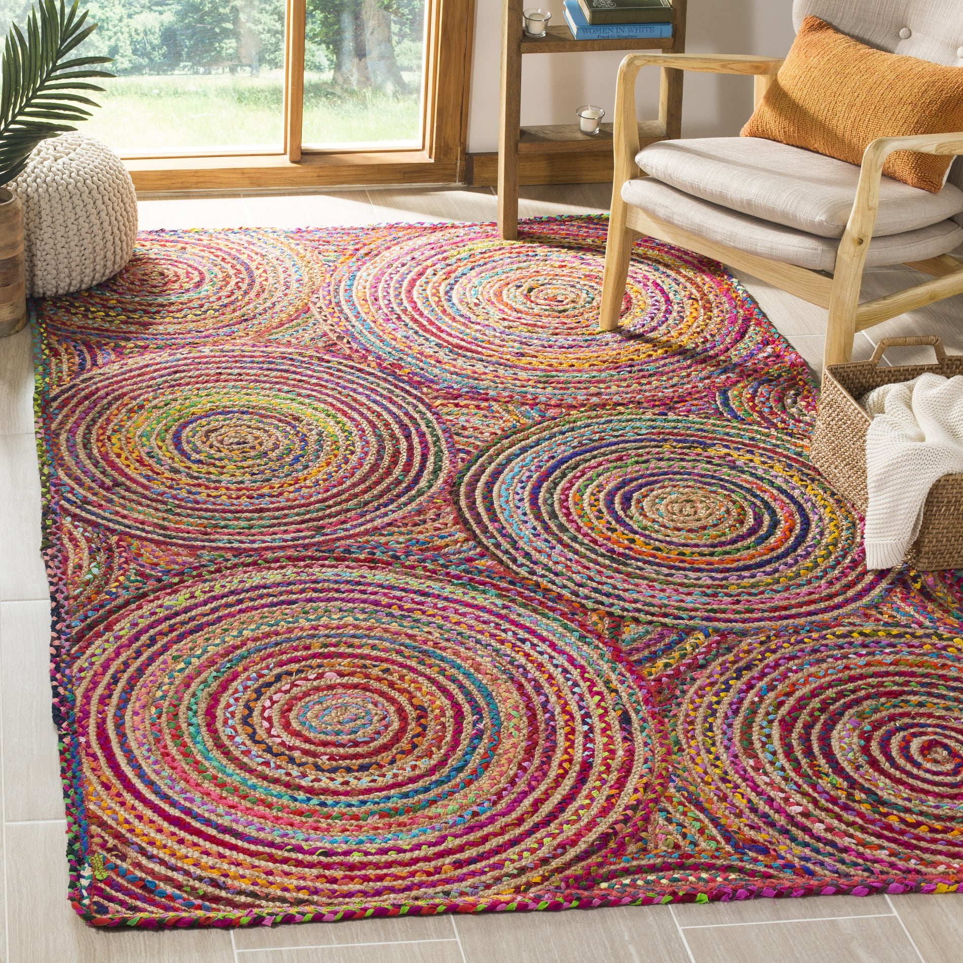 Cape Cod CAP203 Woven Indoor Area Rug - Red/Multi - 6'x6' Round - Safavieh