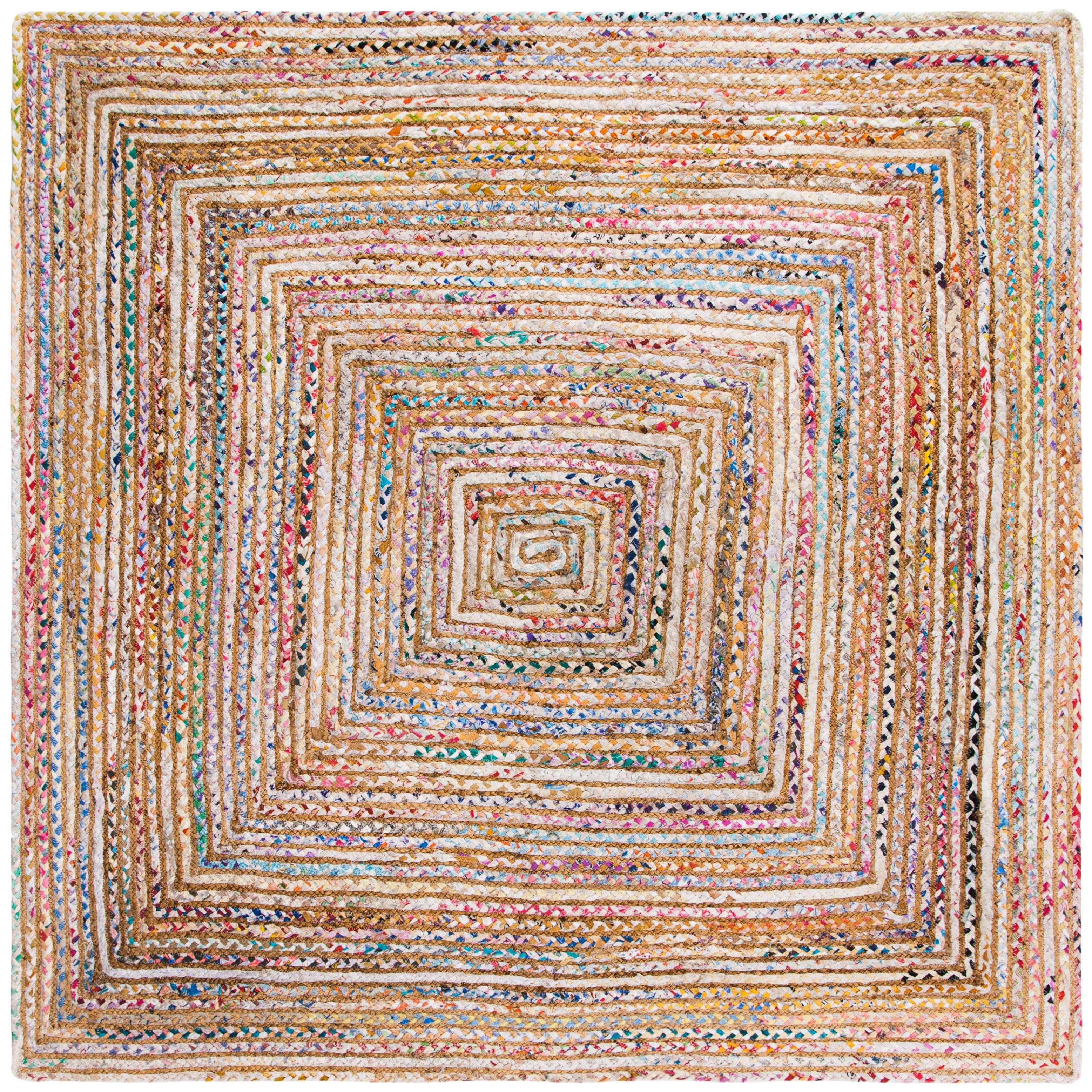 SAFAVIEH Cape Cod Miah Geometric Area Rug, Beige/Multi, 12' x 12' Square