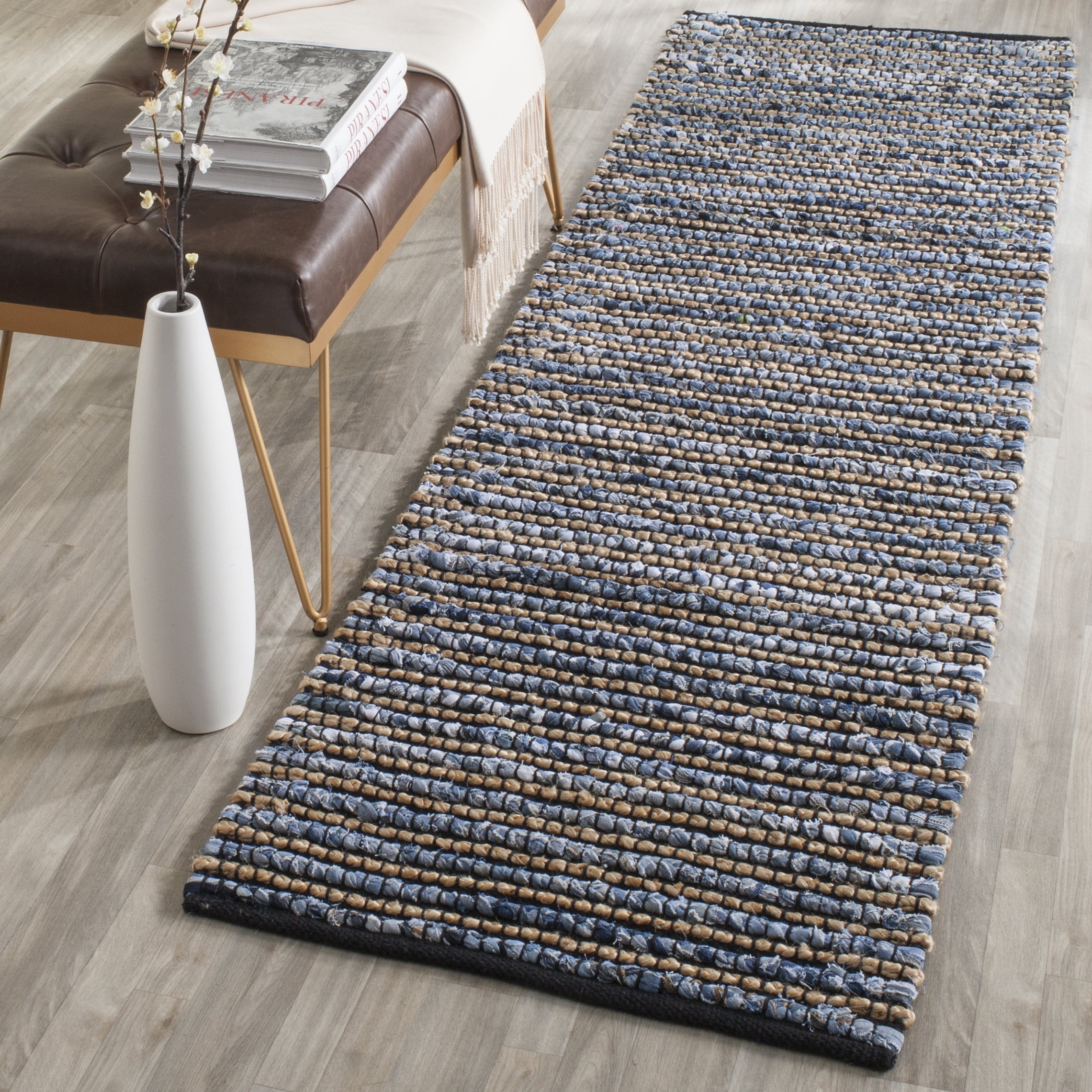 Cape Cod CAP365 Hand Woven Runner Rug - Blue - 2'3"x14' - Safavieh.