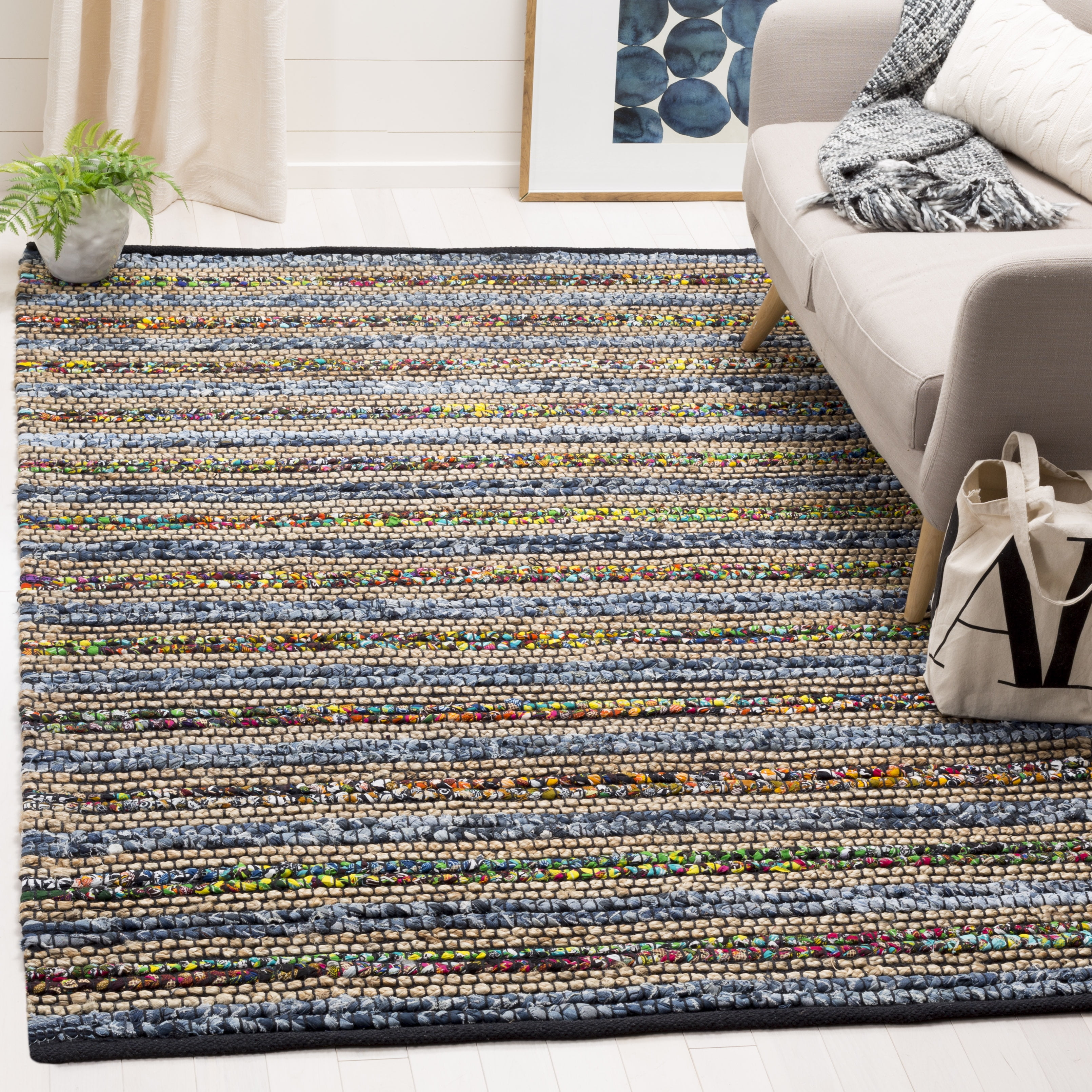 Cape Cod CAP361 Hand Woven Area Rug - Blue/Multi - 6'x6' - Safavieh.