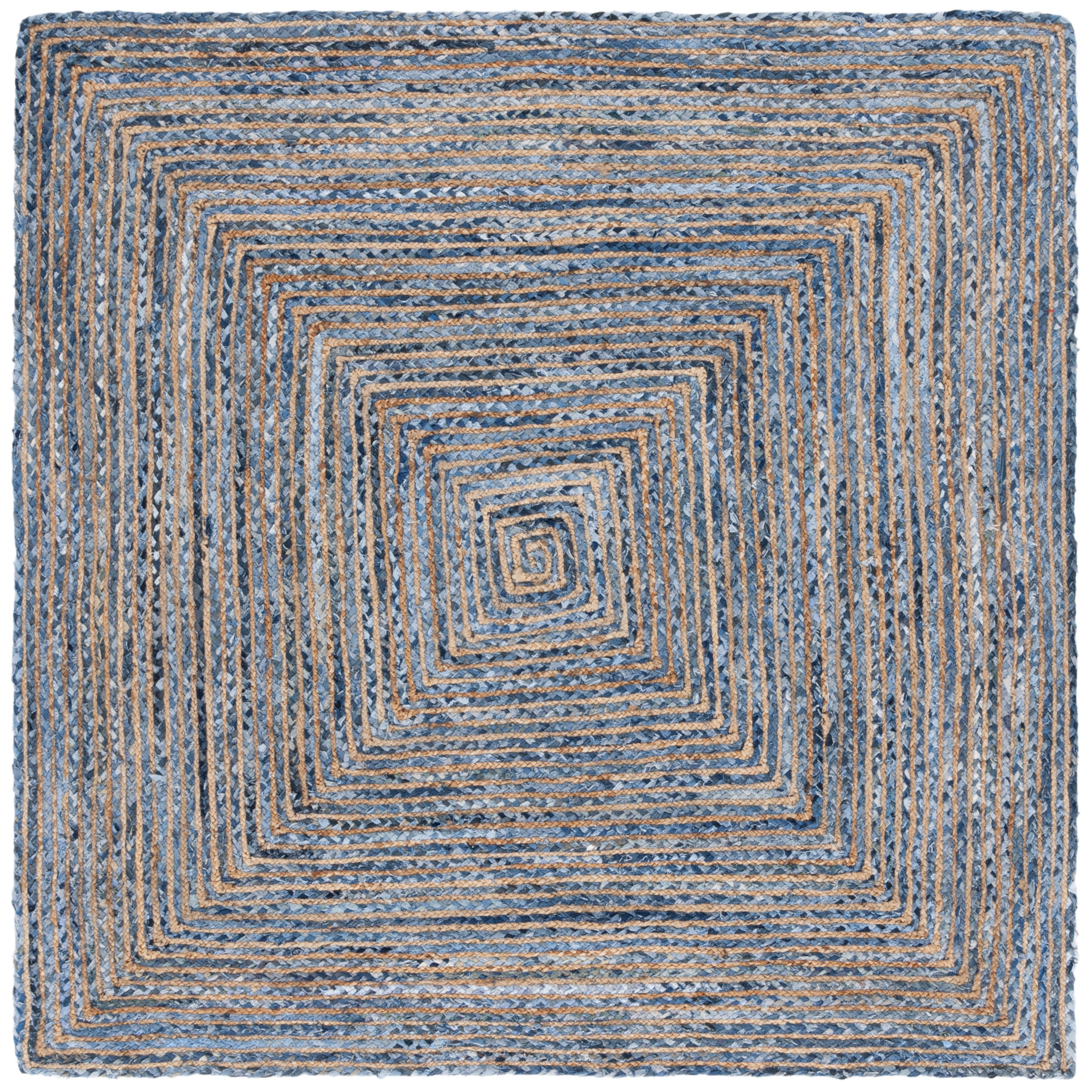 SAFAVIEH Cape Cod Miah Geometric Area Rug, Blue/Natural, 6' x 6' Square