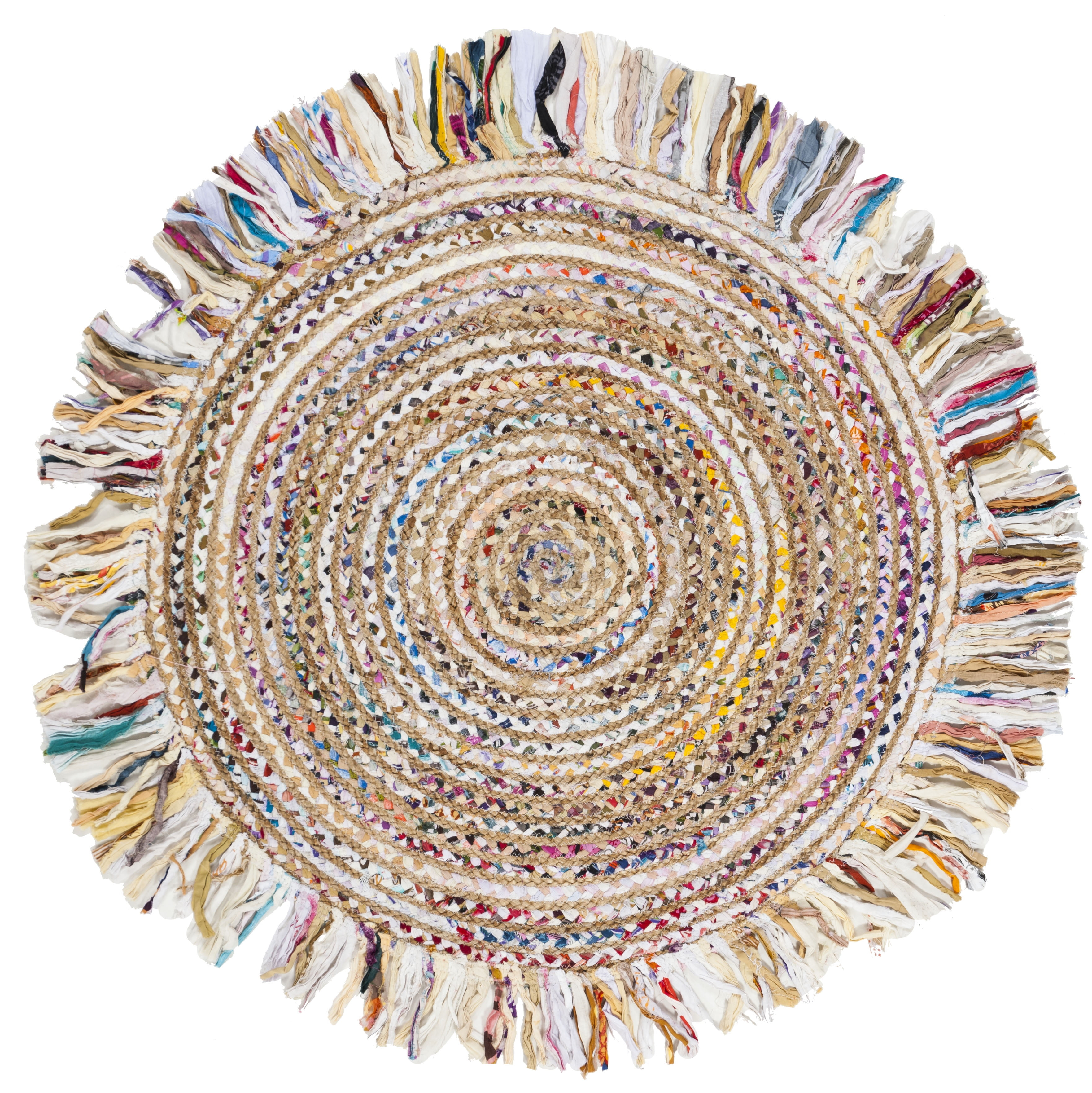 Cape Cod CAP206 Hand Woven Area Rug - Ivory/Light Beige - 4' Round - Safavieh.