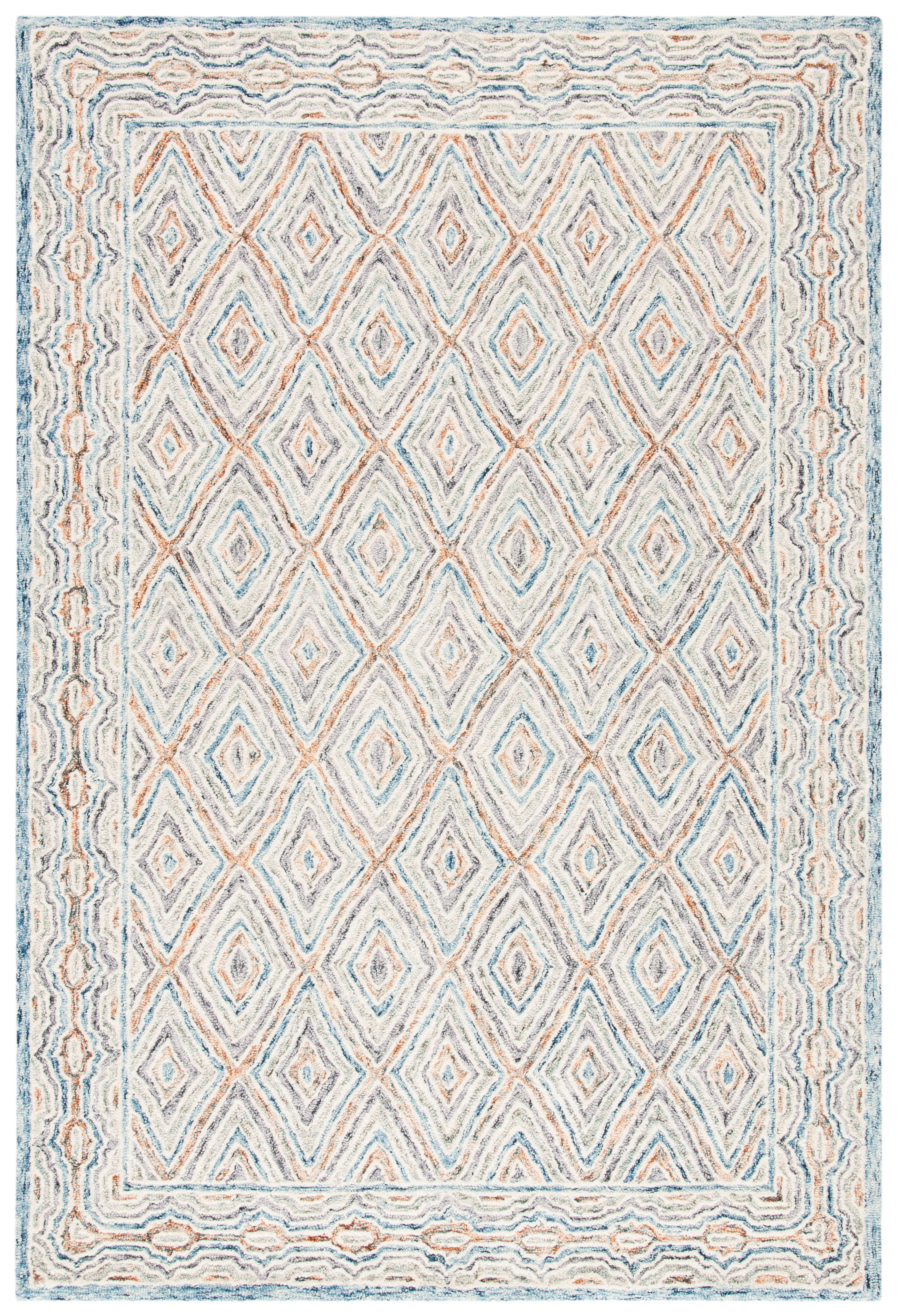 Capri CPR217 Hand Tufted Area Rug - Blue/Rust - 4'x6' - Safavieh.
