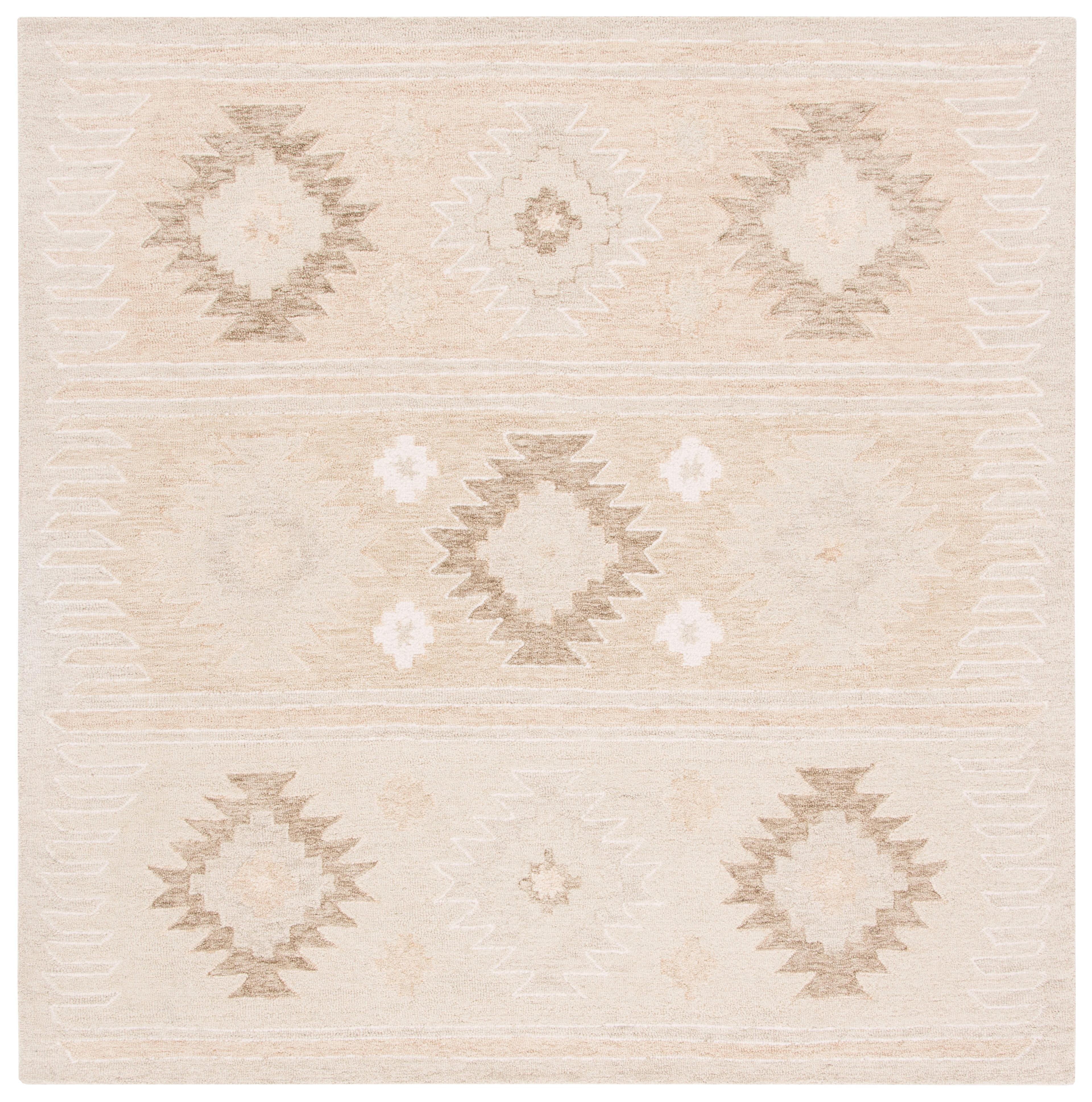 SAFAVIEH Capri Cian Southwestern Wool Area Rug, Beige, 7' x 7' Square