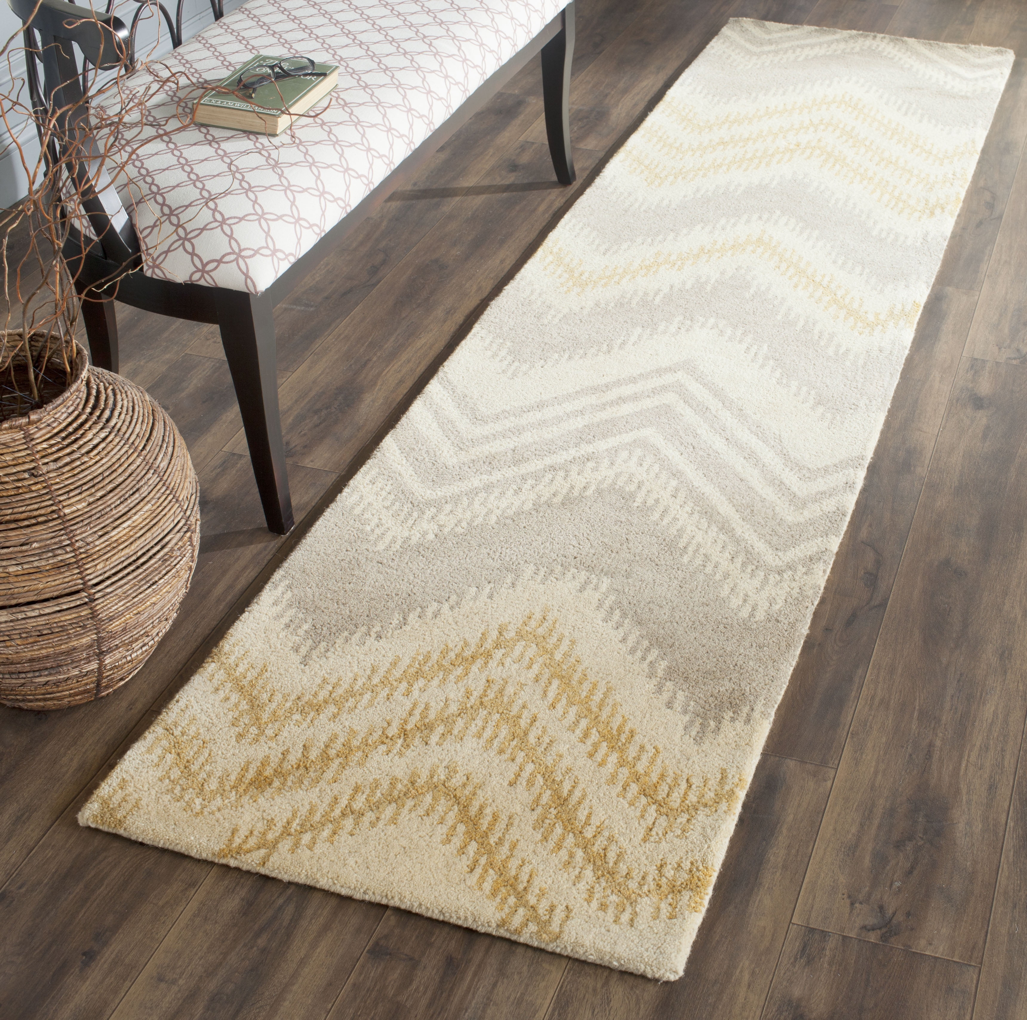 Capri CPR445 Hand Tufted Runner Rug - Grey/Gold - 2'3"x9' - Safavieh.