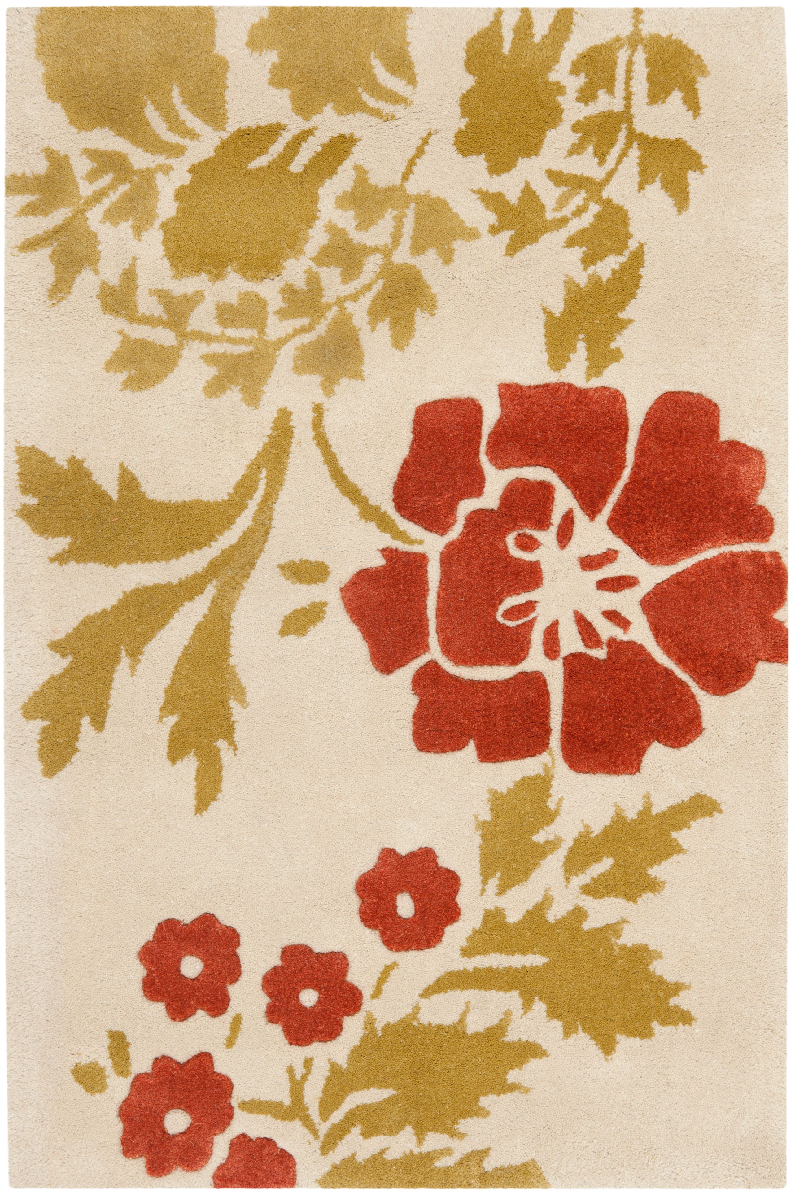 SAFAVIEH Capri Elvina Floral Wool Area Rug, Beige/Rust, 3' x 5'