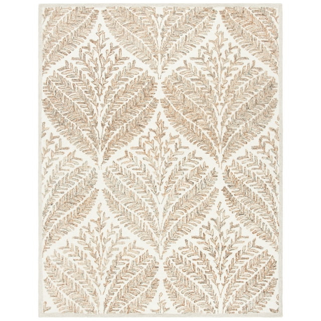 SAFAVIEH Capri Proinsias Leaves Wool Area Rug, Ivory/Brown, 11' x 15'