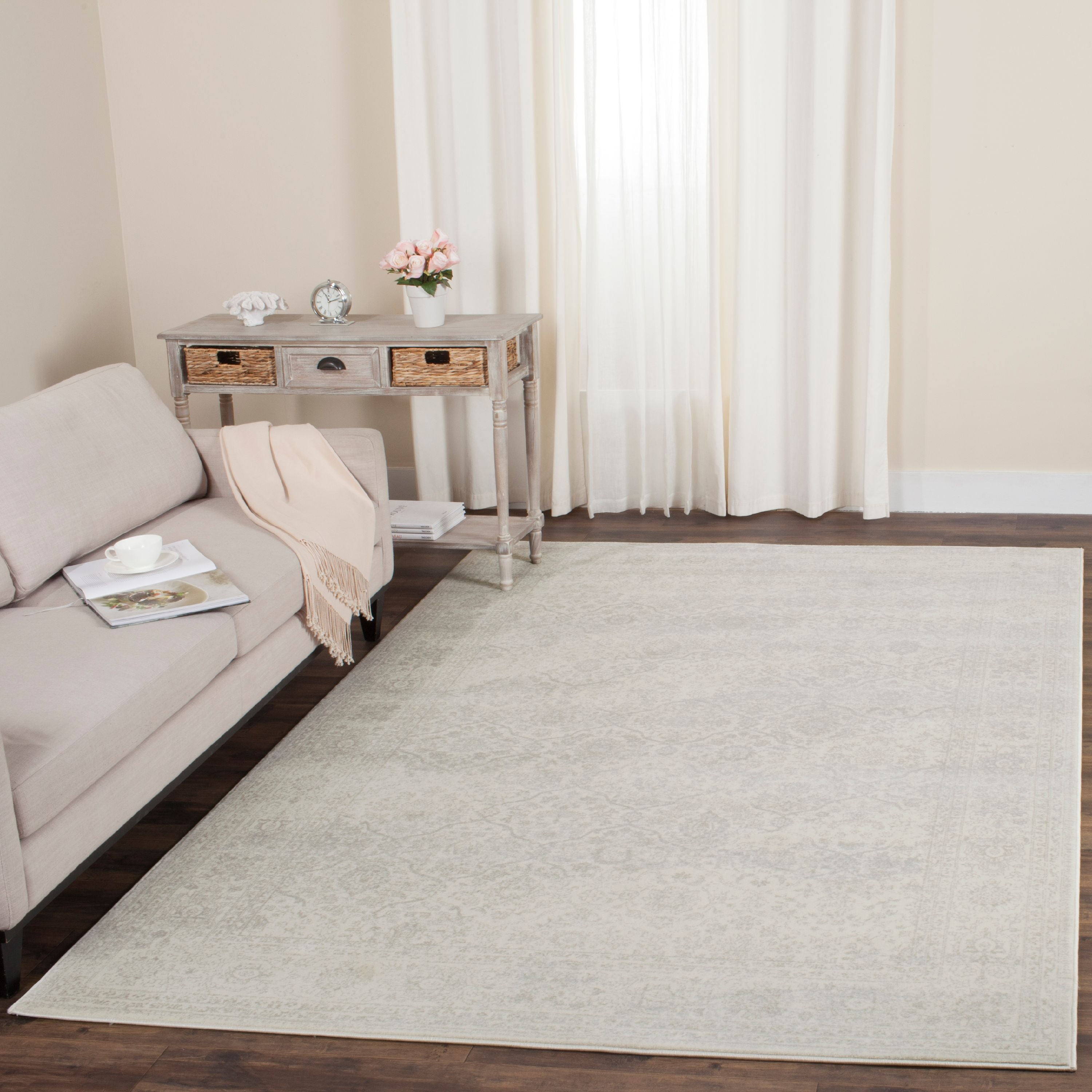 Carnegie CNG691 Power Loomed Area Rug - Cream/Light Grey - 5'1"x7'6" - Safavieh.