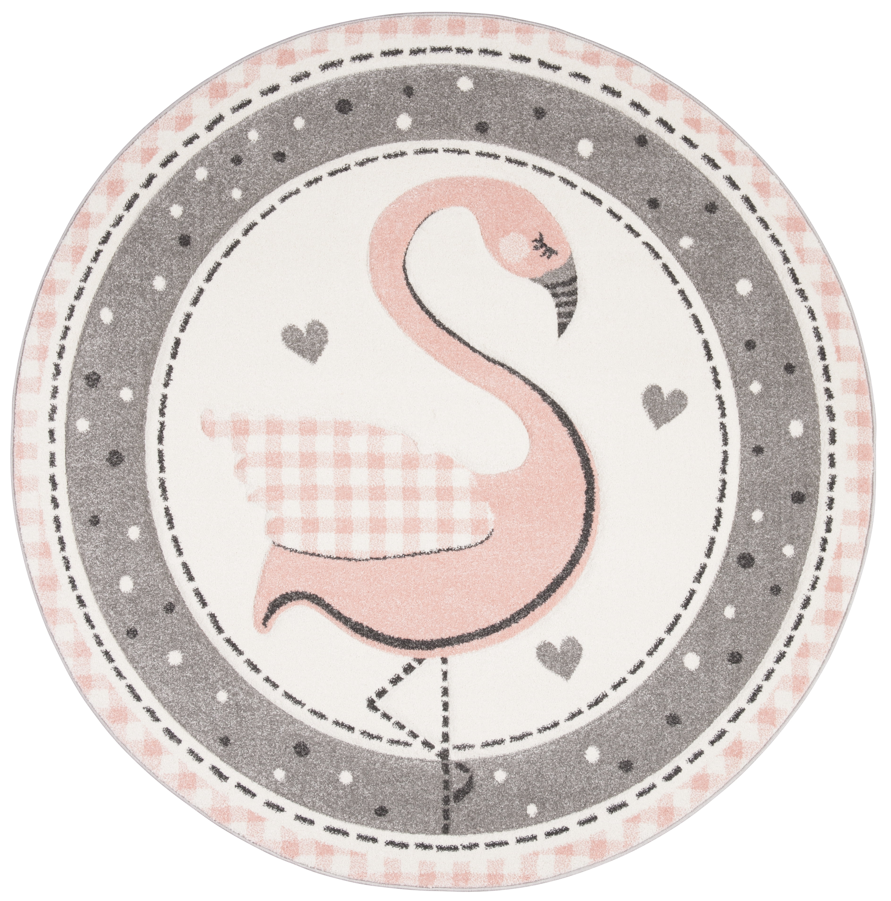 Carousel Kids CRK154 Power Loomed Area Rug - Pink/Ivory - 5'3" round - Safavieh.