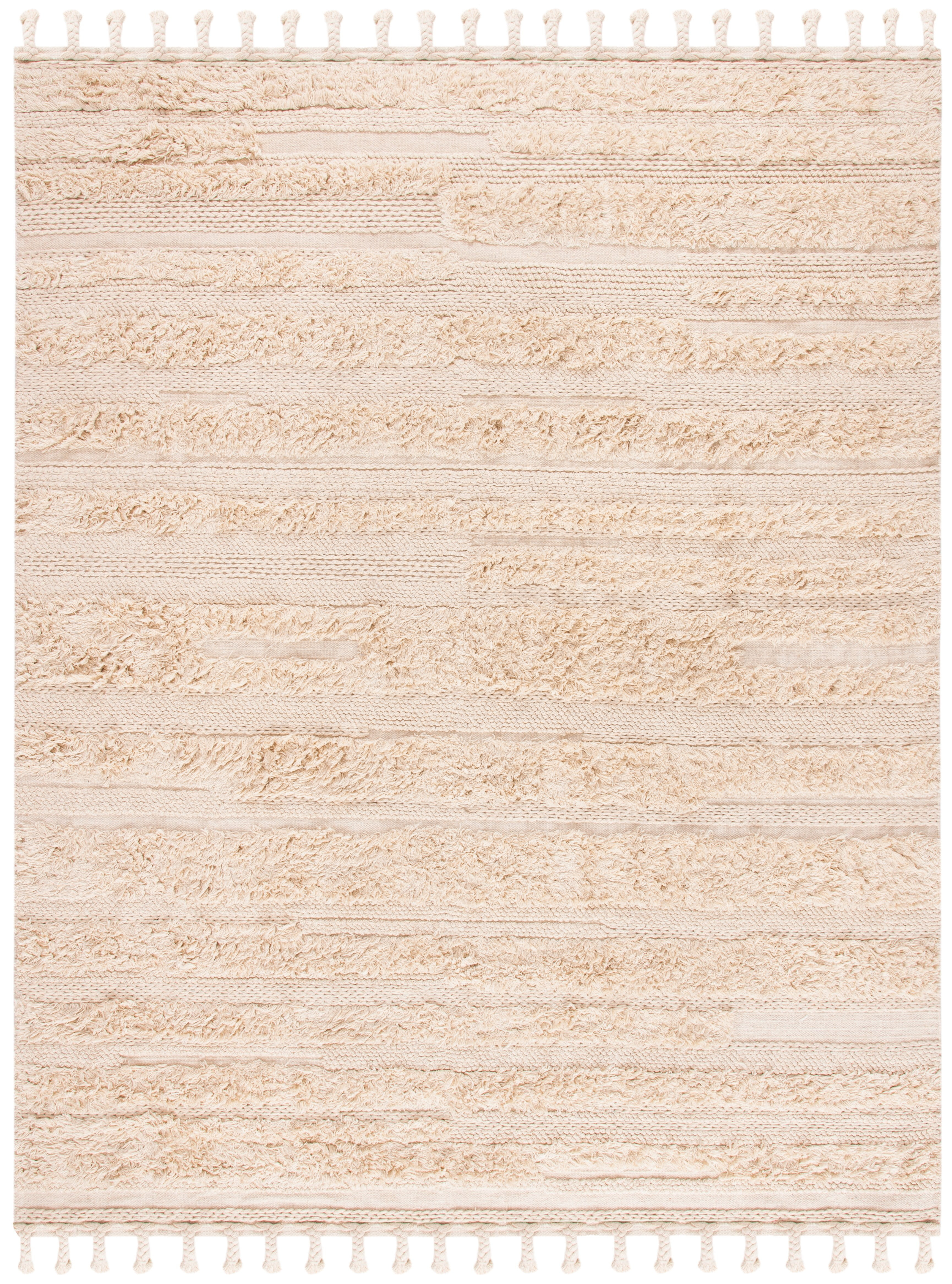 SAFAVIEH Casablanca Candida Striped Wool Area Rug, Beige, 9' x 12'