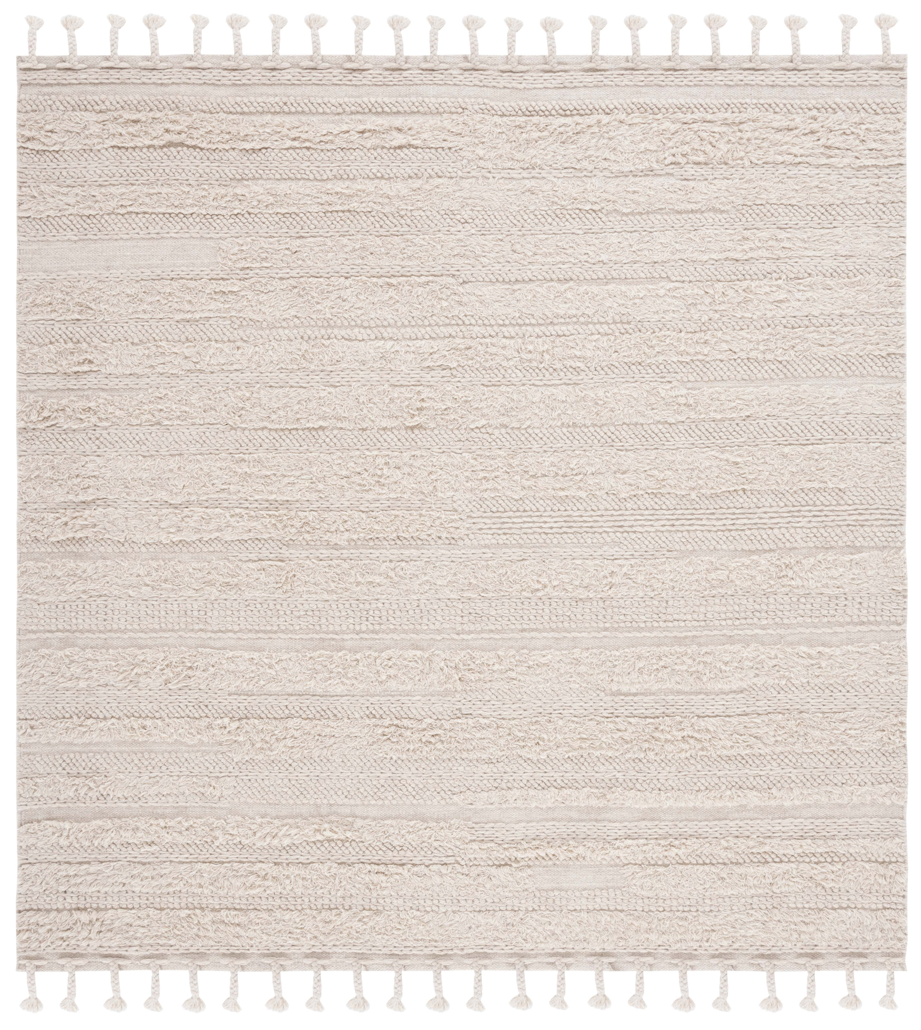 SAFAVIEH Casablanca Candida Striped Wool Area Rug, Beige, 7' x 7' Square