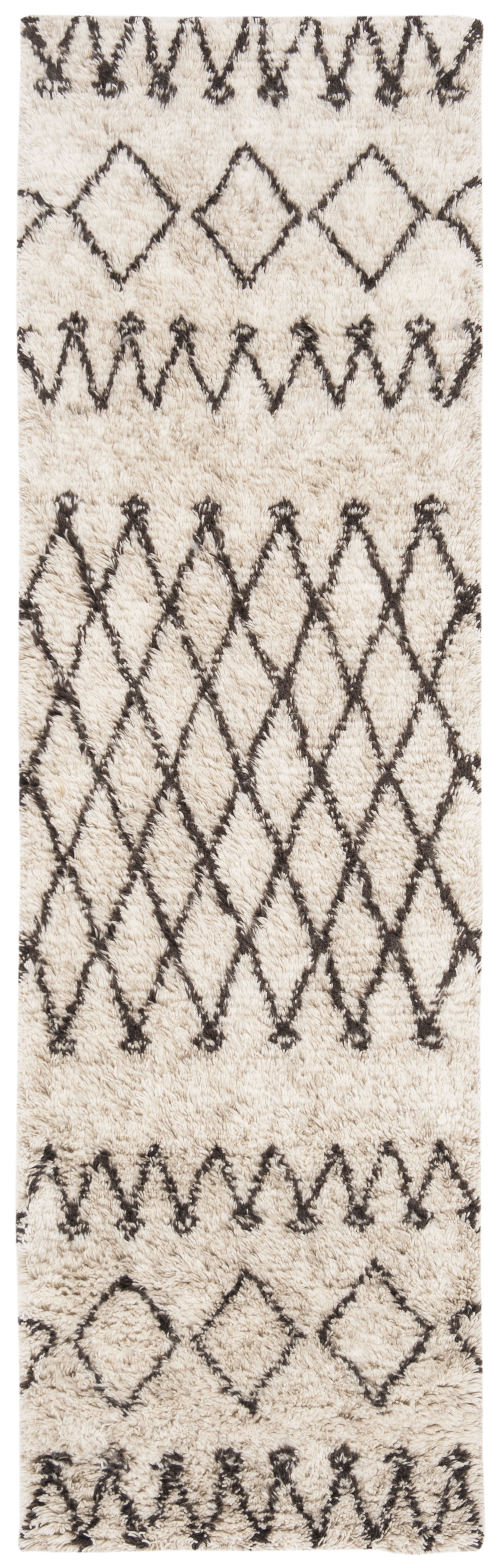 Casablanca CSB851 Hand Tufted Indoor Runner Rug - Ivory/Dark Brown - 2'3"x6' - Safavieh