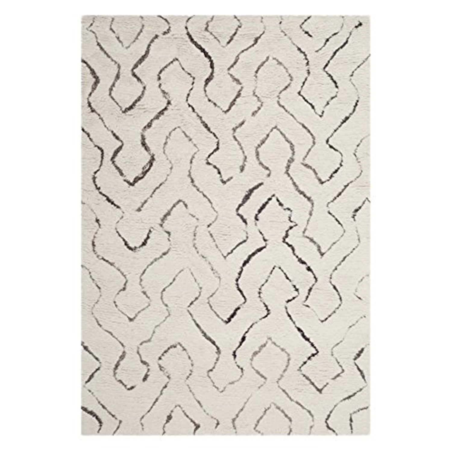 SAFAVIEH Casablanca Rada Abstract Shag Area Rug, Ivory/Multi, 6' x 6' Round