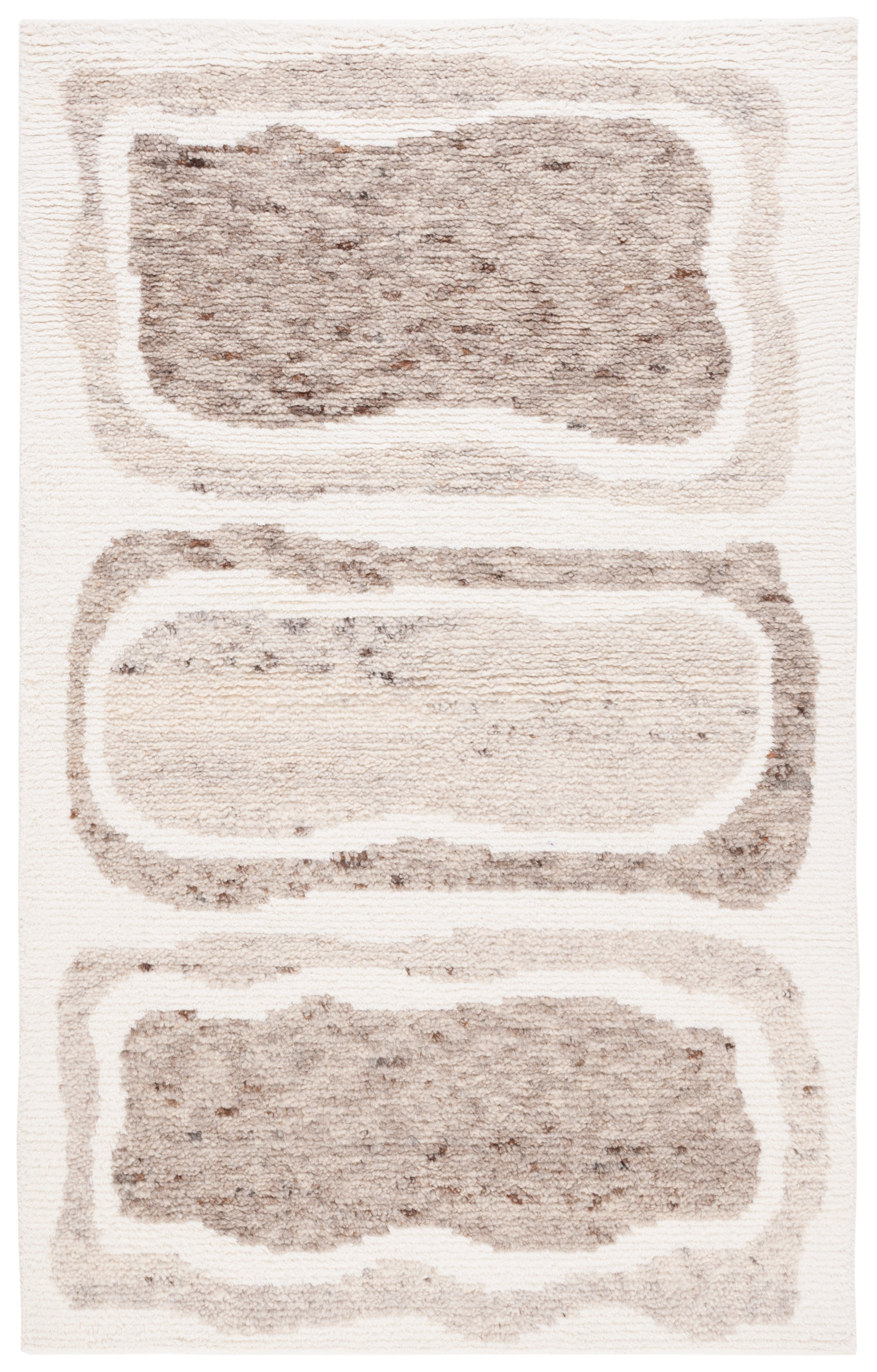 SAFAVIEH Casablanca Rhoda Geometric Wool Area Rug, Ivory/Brown, 3' x 5'