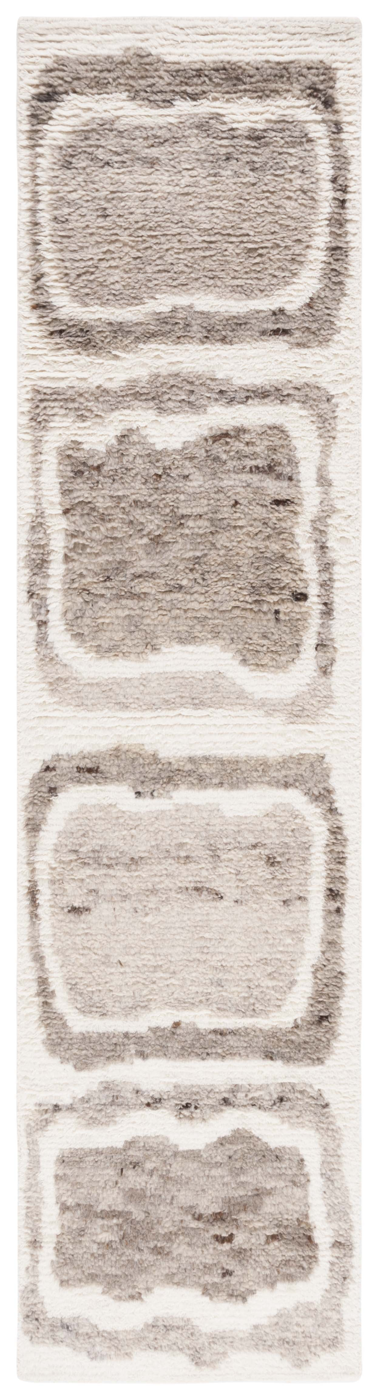 SAFAVIEH Casablanca Rhoda Geometric Wool Runner Rug, Ivory/Brown, 2'3" x 9'