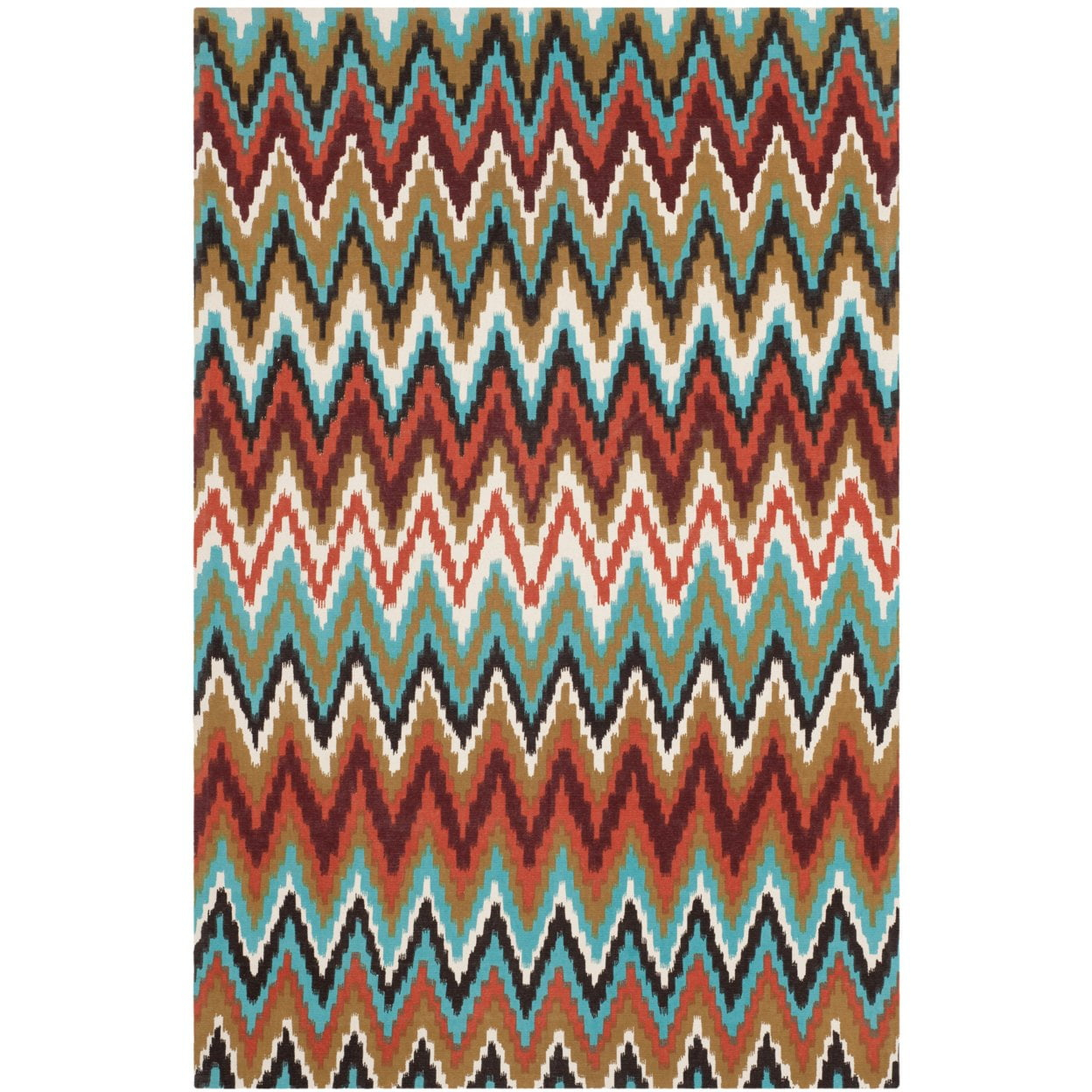SAFAVIEH Cedar Brook Carthach Chevron Cotton Area Rug, Teal/Red, 6' x 9'