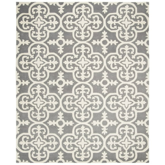 SAFAVIEH Chatham Amery Geometric Wool Area Rug, Dark Grey/Ivory, 5' x 8'