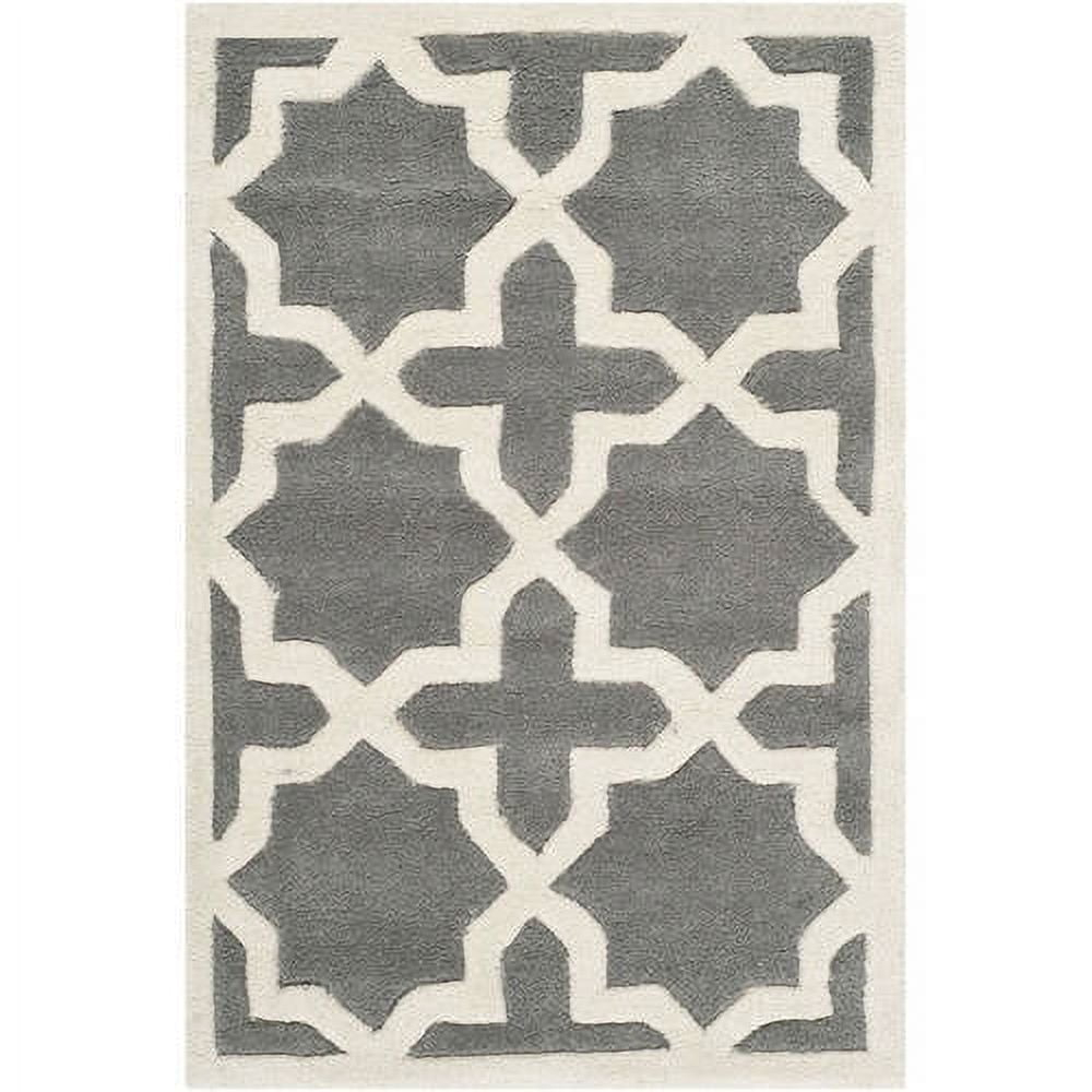 SAFAVIEH Chatham Giovanni Geometric Wool Area Rug, Dark Grey/Ivory, 4' x 6'